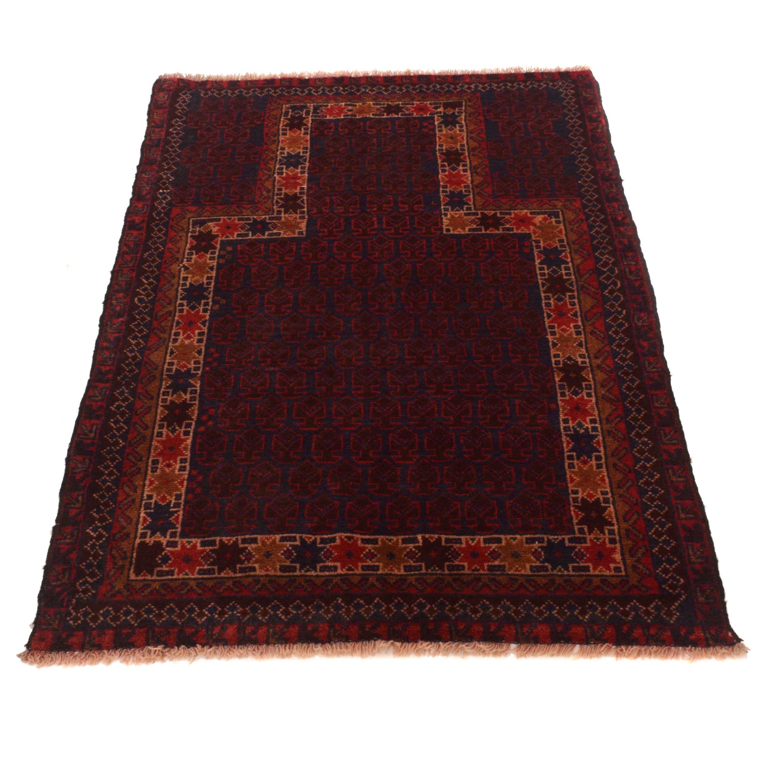 Hand Knotted Prayer Rug 2' 11" x 4' 7" ft / 88 x 140 cm -No. B35440