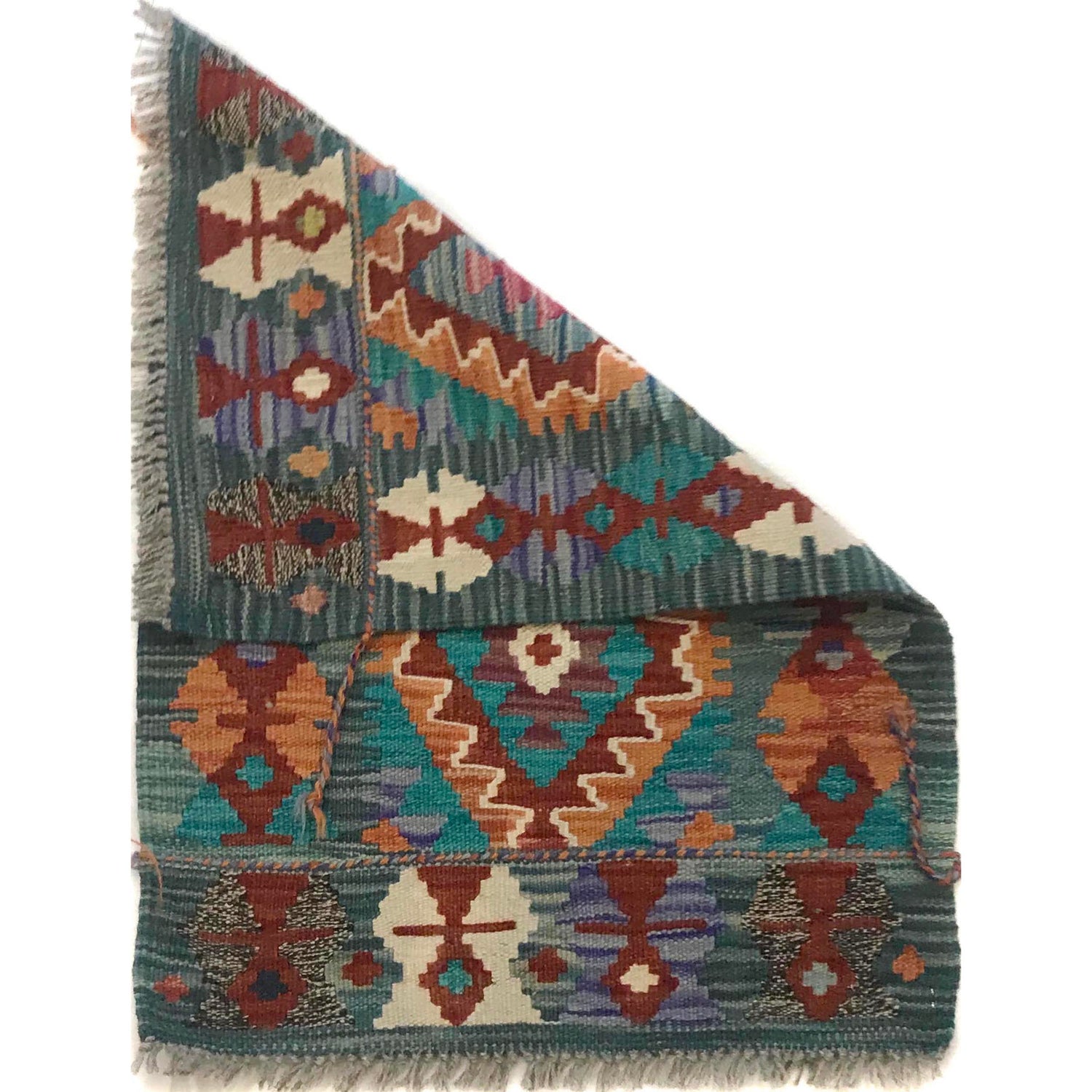 Hand Knotted Afghan Style Kilim 1' 8" x 2' 6" ft / 50 x 75 cm - No. B35594