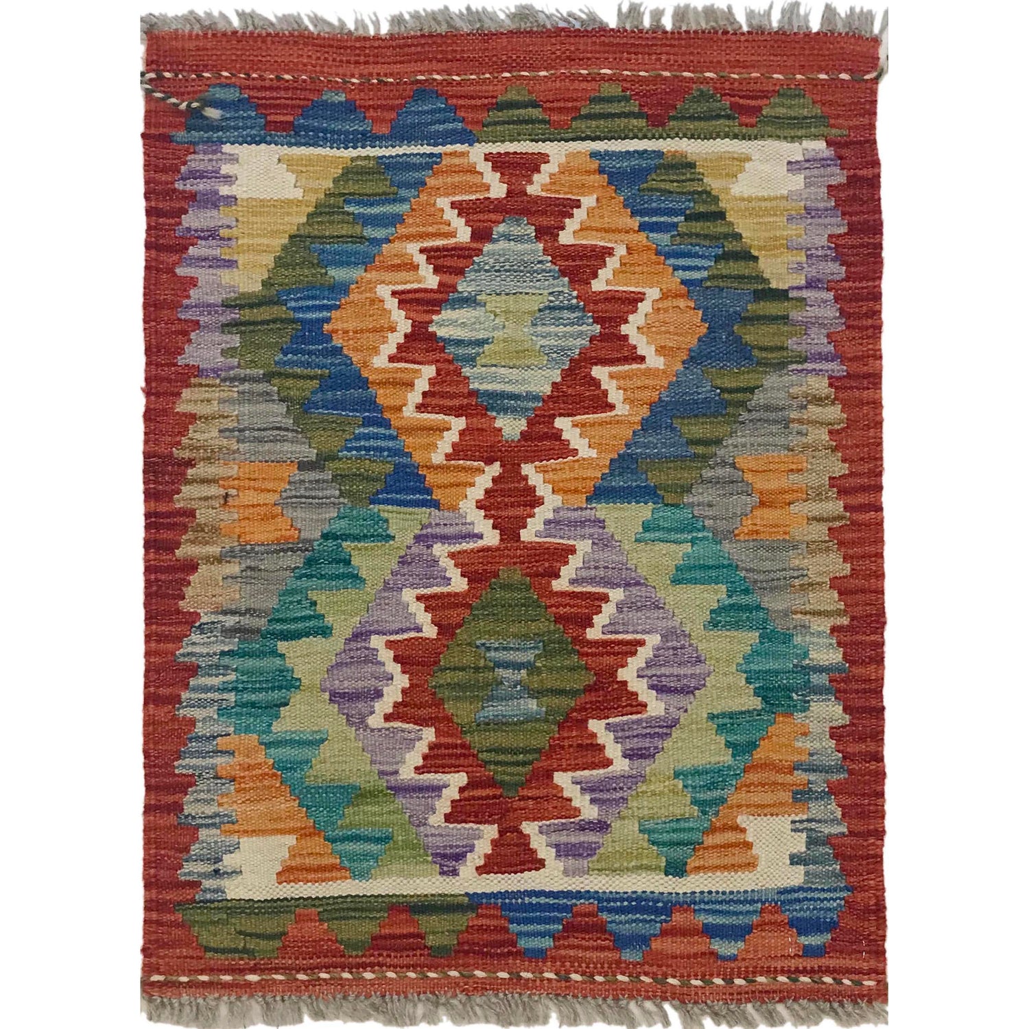 Handmade Turkish Design Wool Kilim 1' 8" x 2' 4" ft / 50 x 70 cm - No. B35596