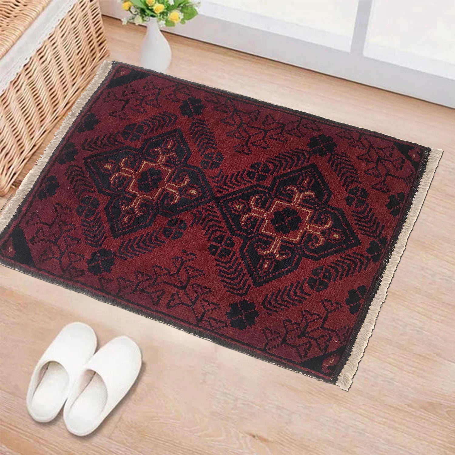 Handmade Foot Mat 1' 7" x 2' 2" ft / 47 x 65 cm - No. B35716