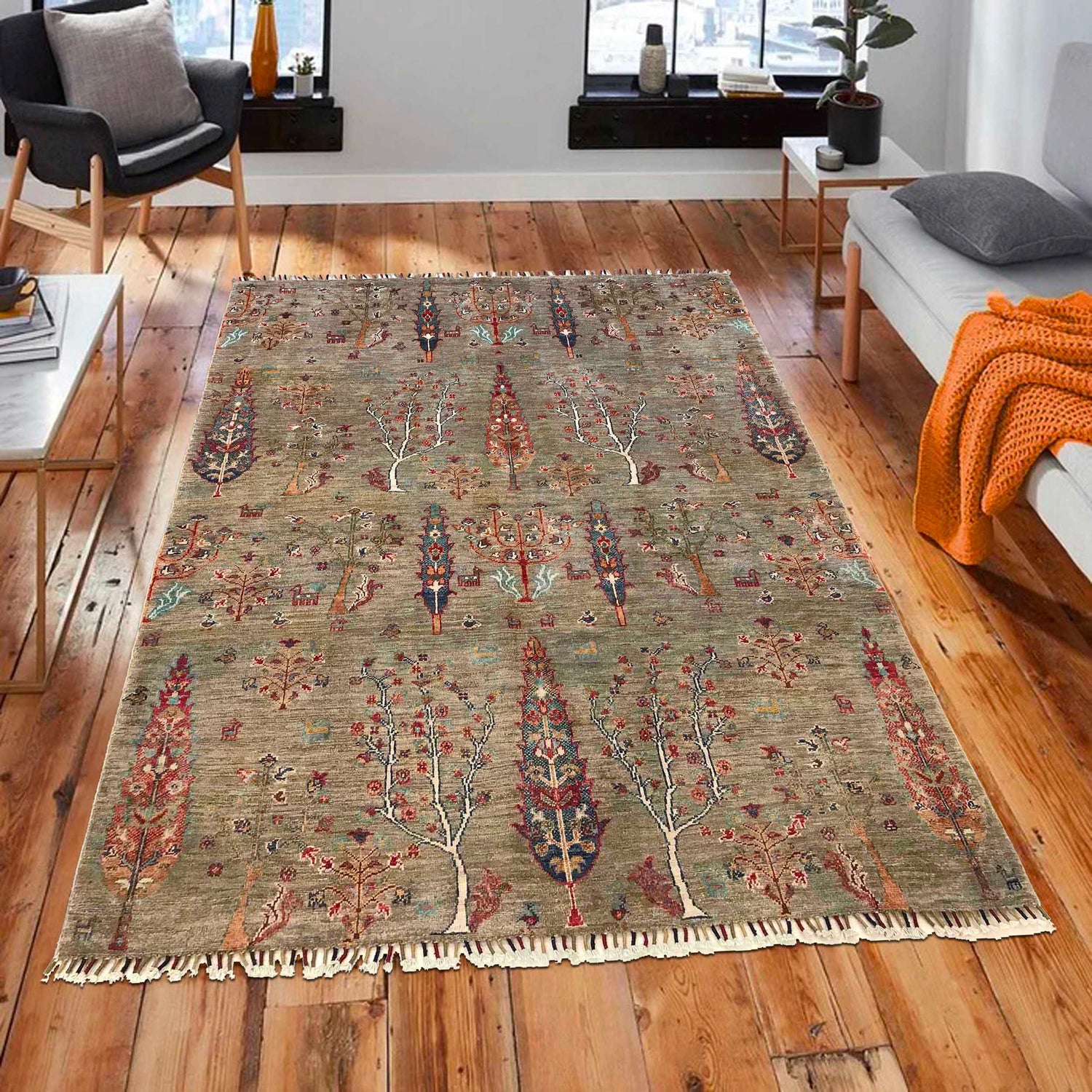 Tree Of Life Rug 4' 11" x 6' 4" ft / 151 x 194 cm - No. B35793
