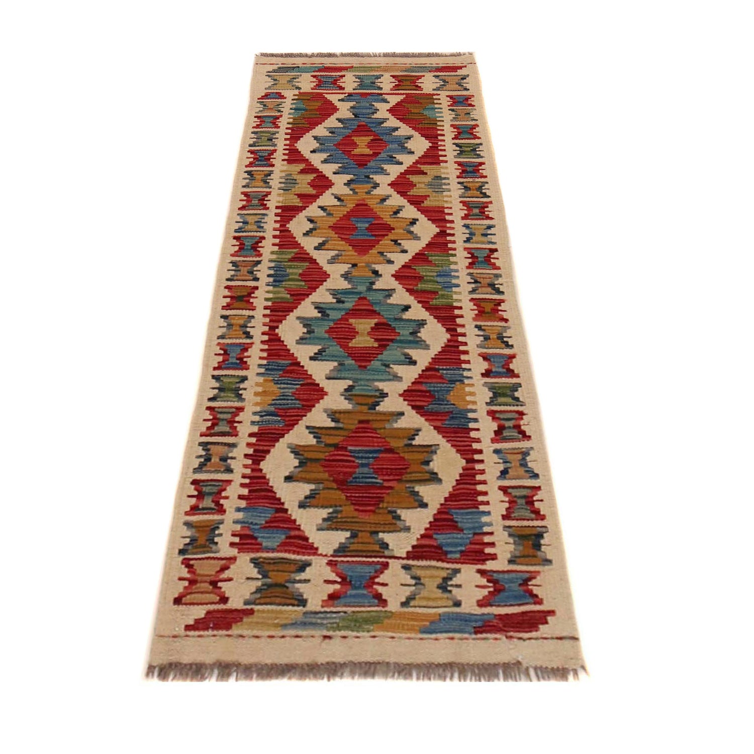 Hand Knotted Afghan Style Kilim Runner 1' 8" x 4' 10" ft / 50 x 148 cm - No. B35866
