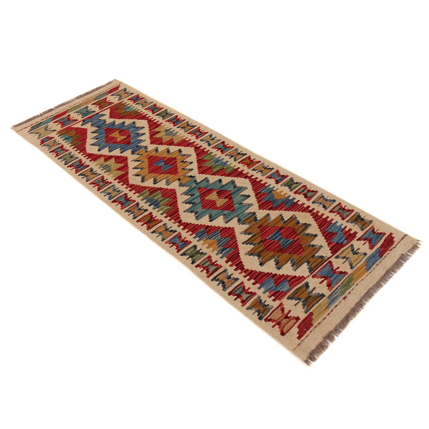 Hand Knotted Afghan Style Kilim Runner 1' 8" x 4' 10" ft / 50 x 148 cm - No. B35866