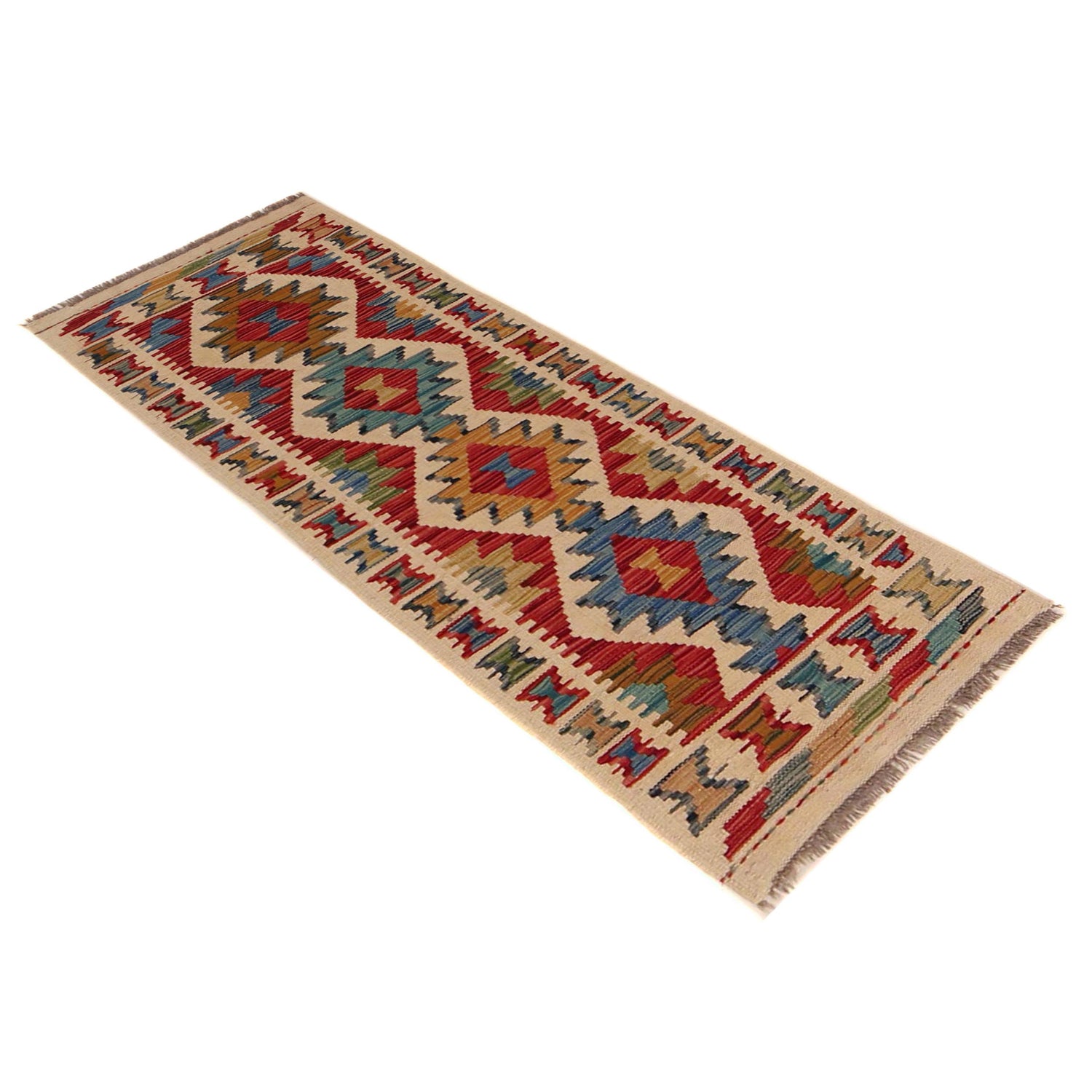 Hand Knotted Afghan Style Kilim Runner 1' 8" x 4' 10" ft / 50 x 148 cm - No. B35866
