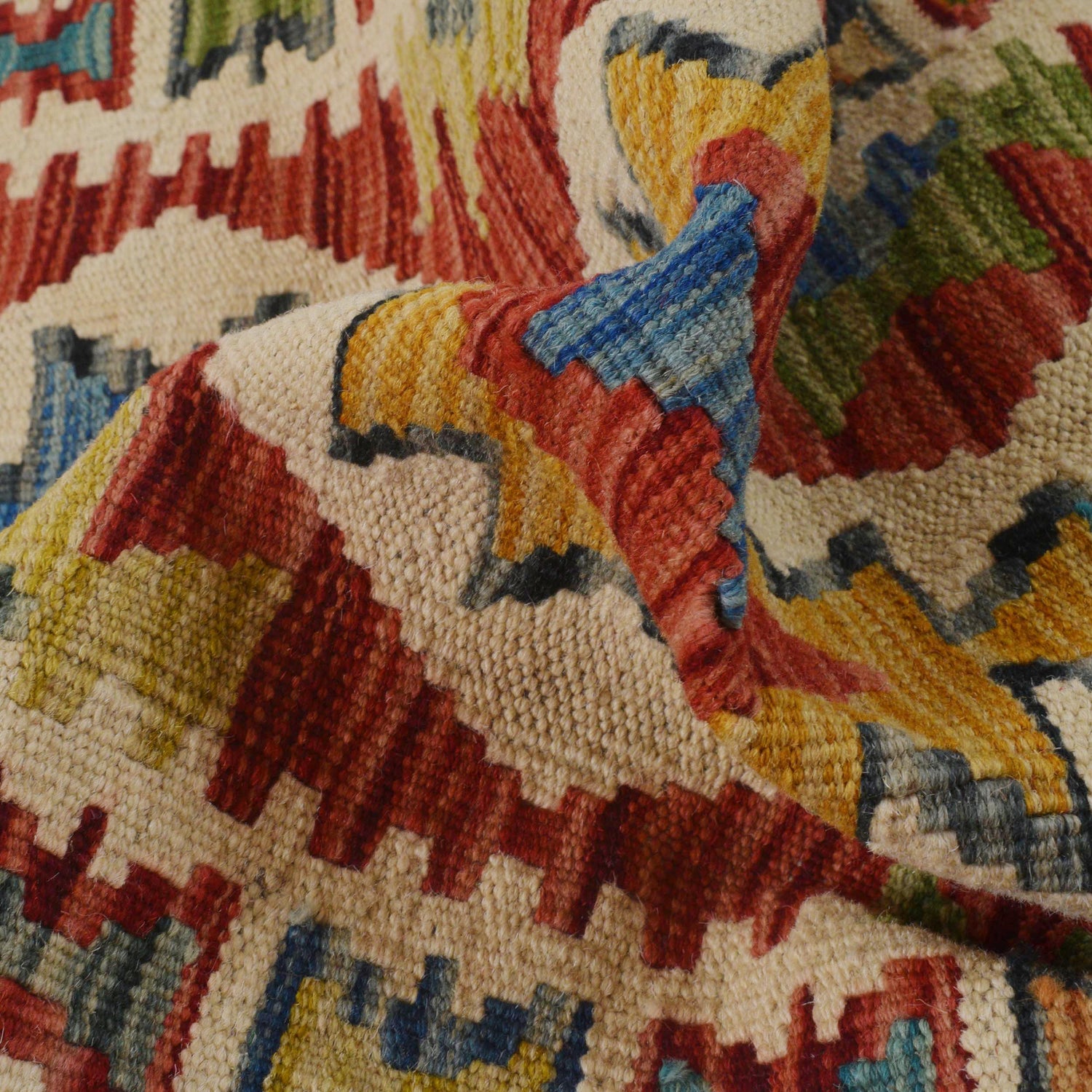 Hand Knotted Afghan Style Kilim Runner 1' 8" x 4' 10" ft / 50 x 148 cm - No. B35866