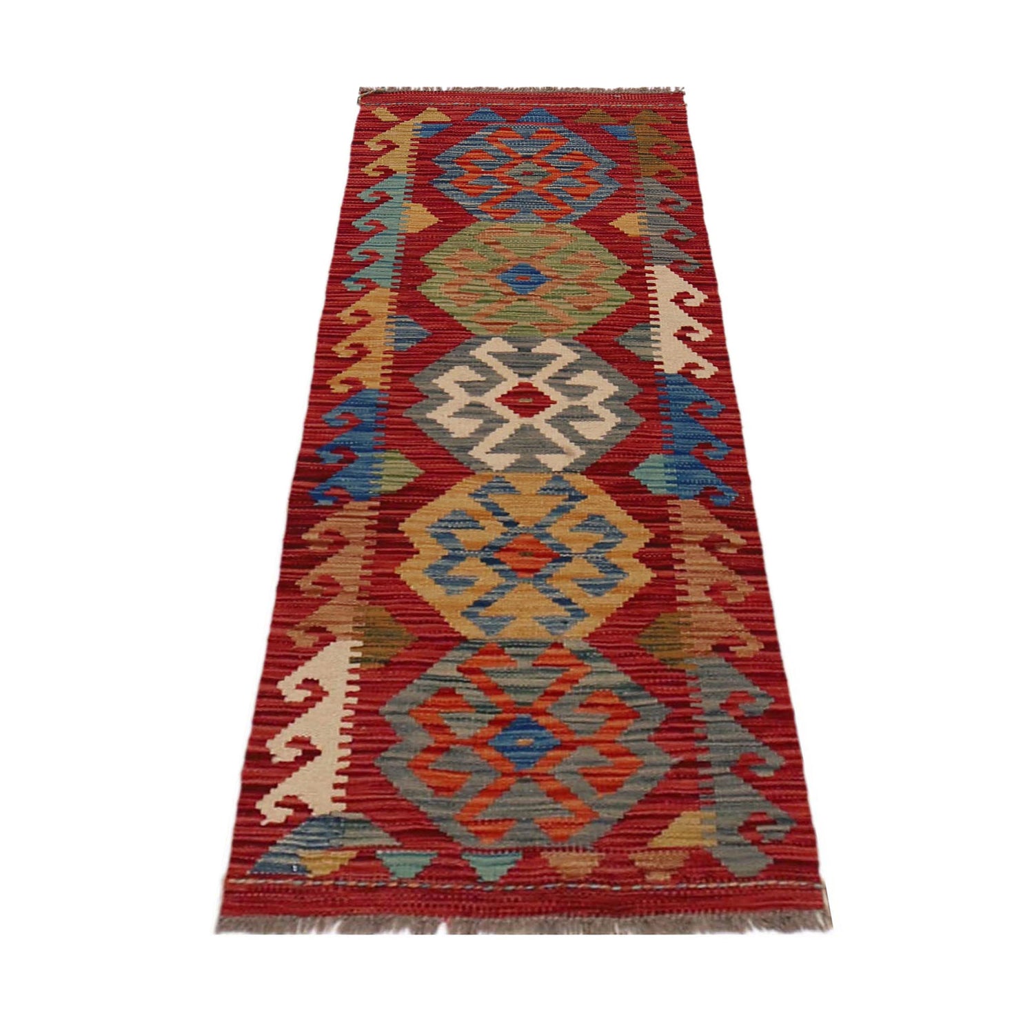Hand Woven Wool Kelim Runner 1' 8" x 4' 11" ft / 52 x 149 cm - No. B35867