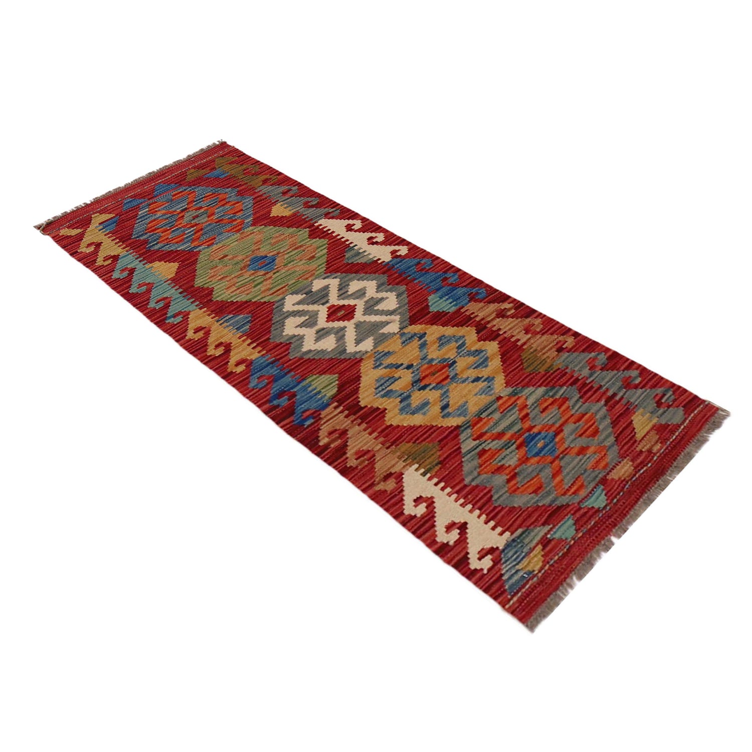 Hand Woven Wool Kelim Runner 1' 8" x 4' 11" ft / 52 x 149 cm - No. B35867