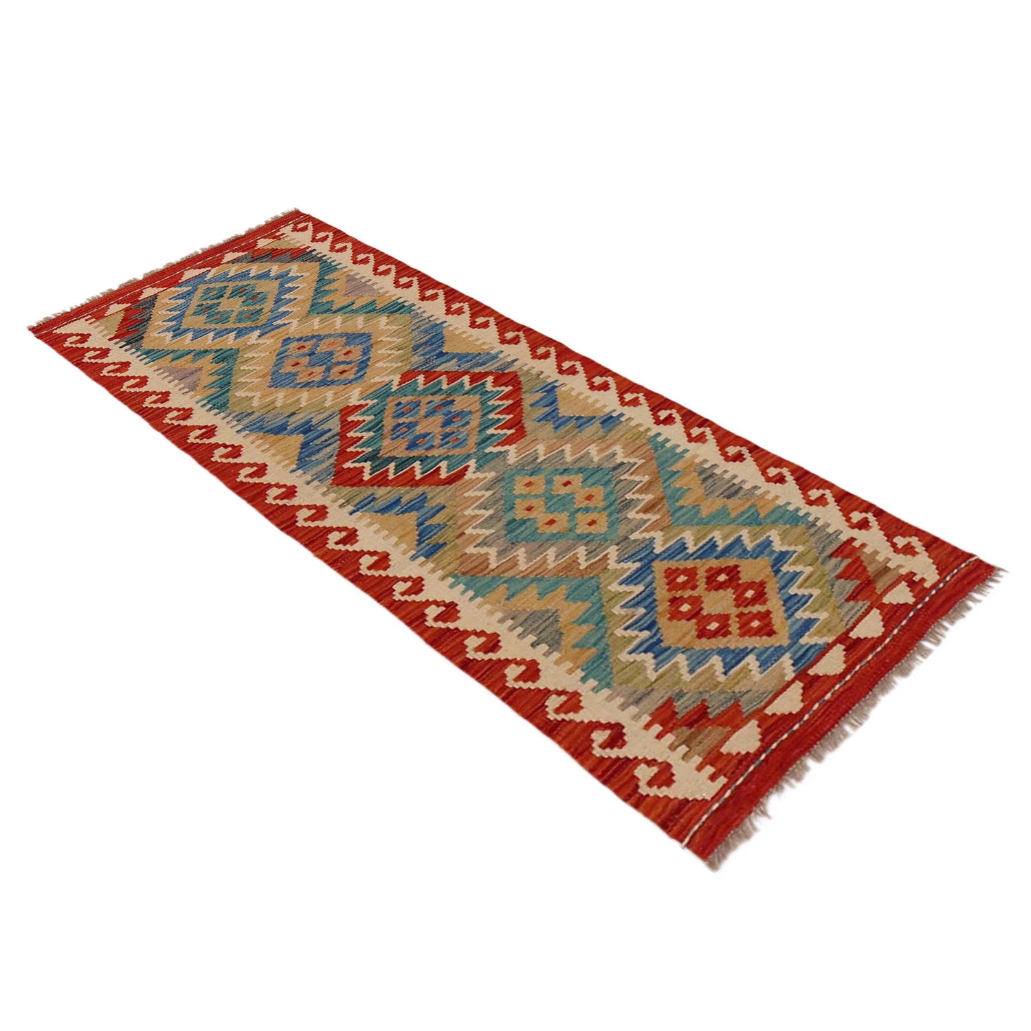 Handmade Turkish Design Wool Kilim Runner 1' 10" x 4' 11" ft / 55 x 149 cm - No. B35868