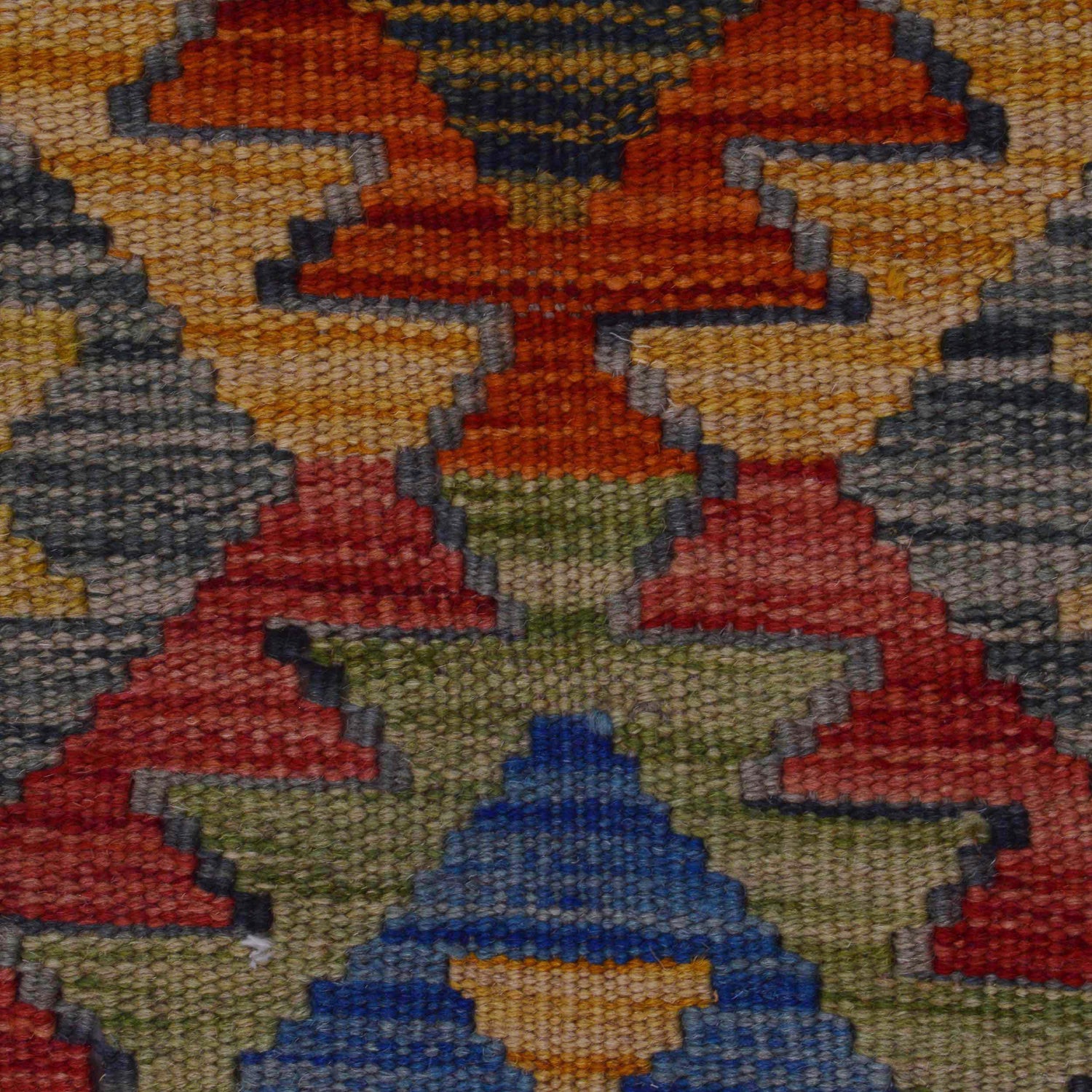 Multi Color ful Flat-Weave Wool Kilim Runner 1' 9" x 5' 1" ft / 54 x 155 cm - No. B35875