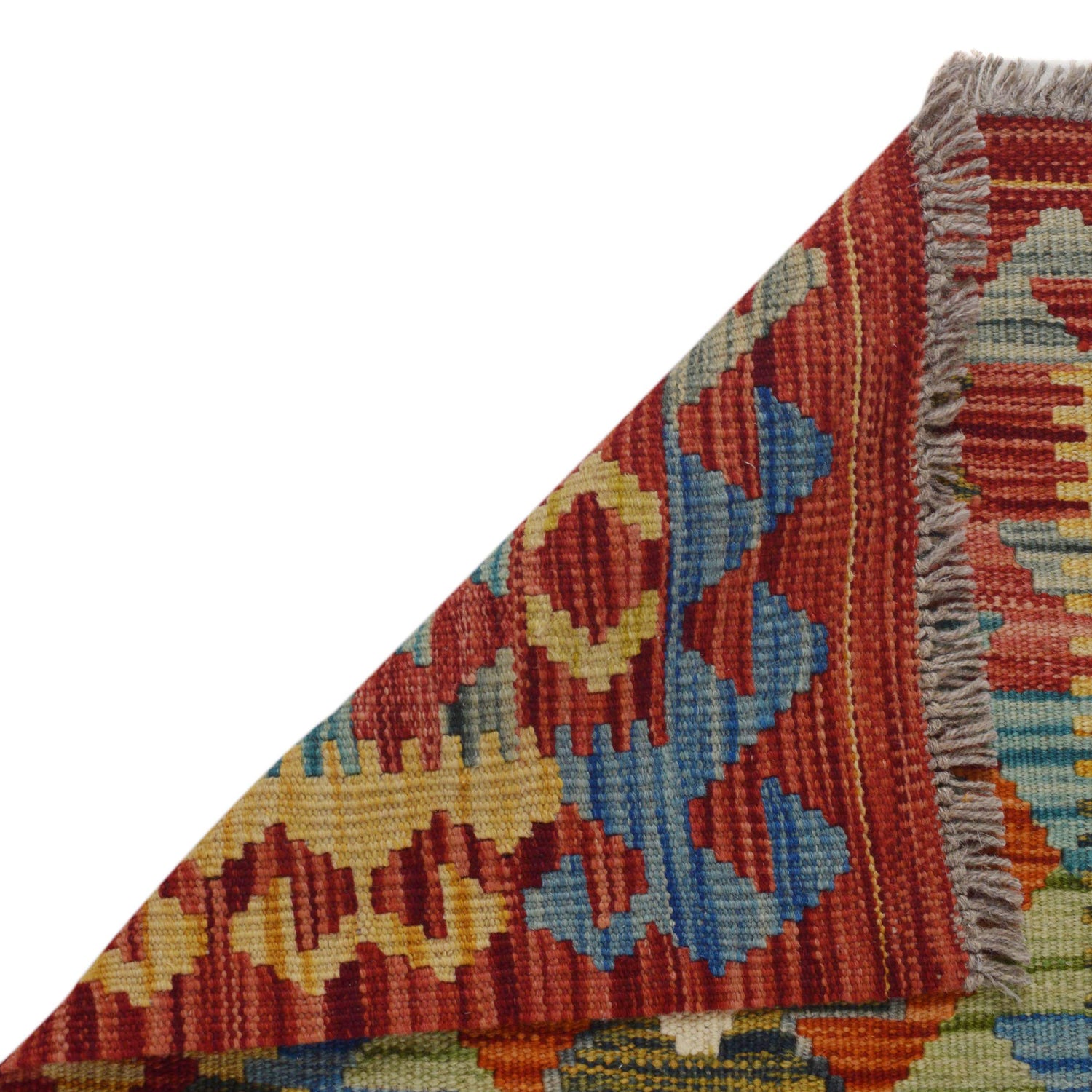 Multi Color ful Flat-Weave Wool Kilim Runner 1' 9" x 5' 1" ft / 54 x 155 cm - No. B35875