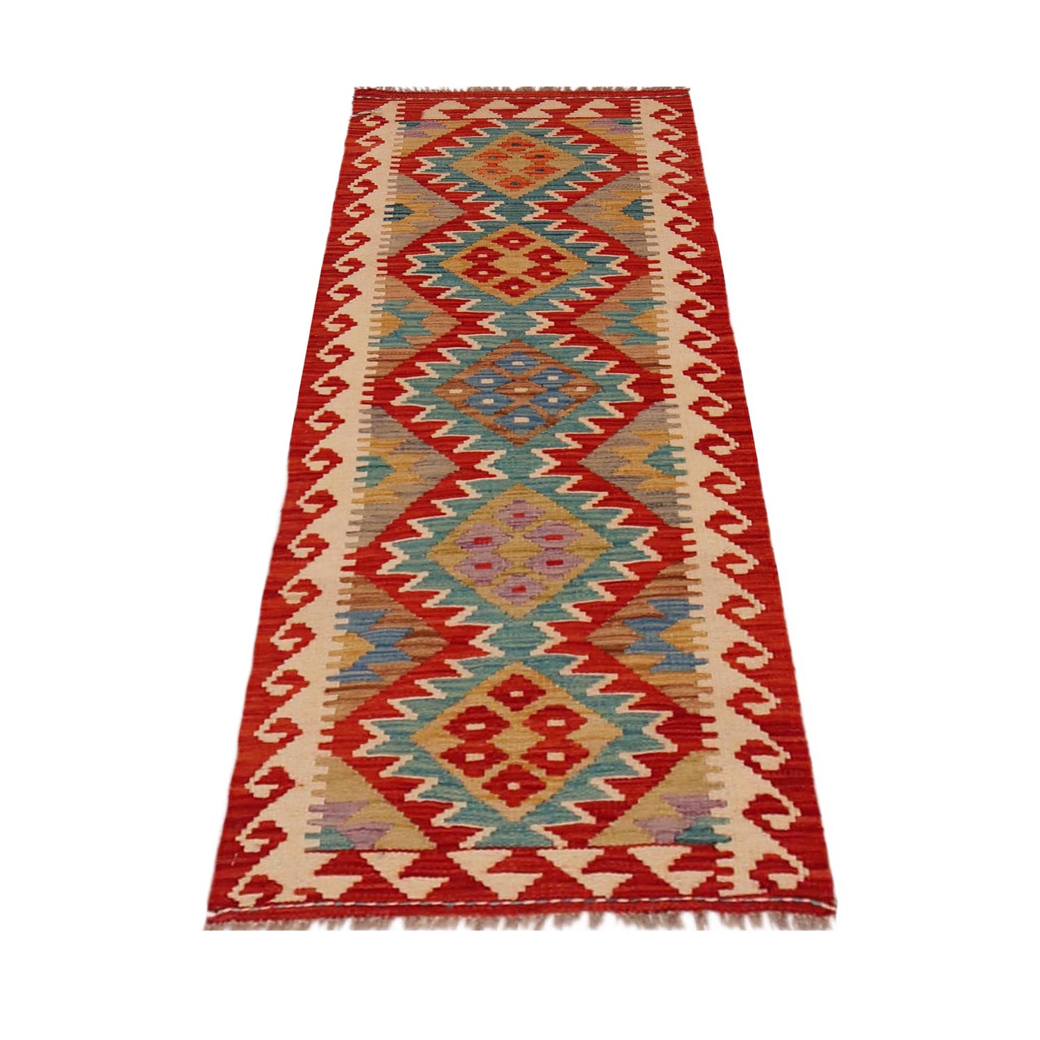Hand Knotted Afghan Style Kilim Runner 1' 10" x 4' 11" ft / 56 x 151 cm - No. B35879