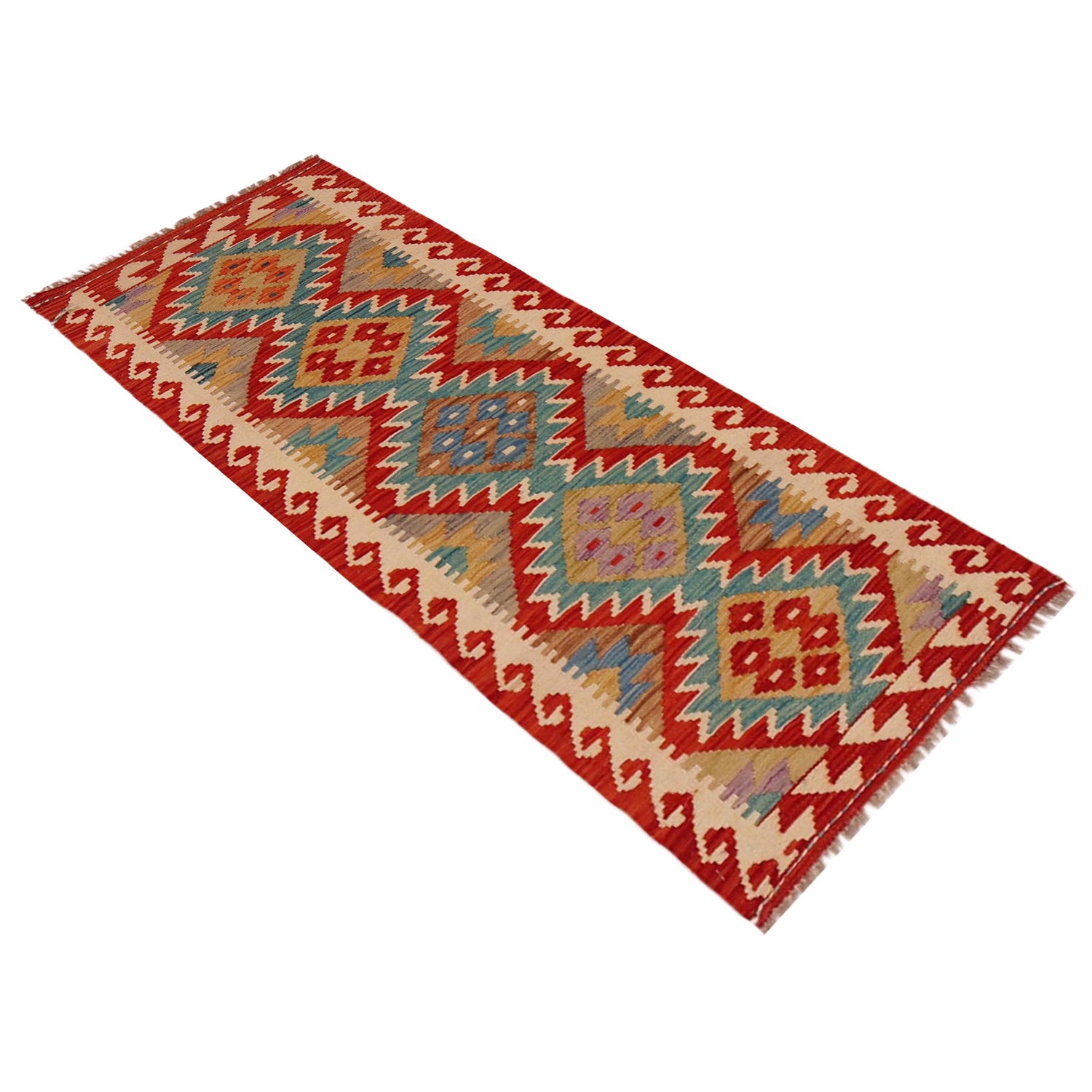 Hand Knotted Afghan Style Kilim Runner 1' 10" x 4' 11" ft / 56 x 151 cm - No. B35879