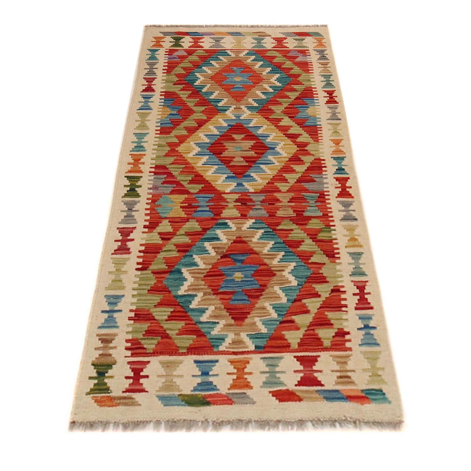 Hand Woven Wool Kelim Runner 1' 10" x 4' 7" ft / 57 x 140 cm - No. B35880