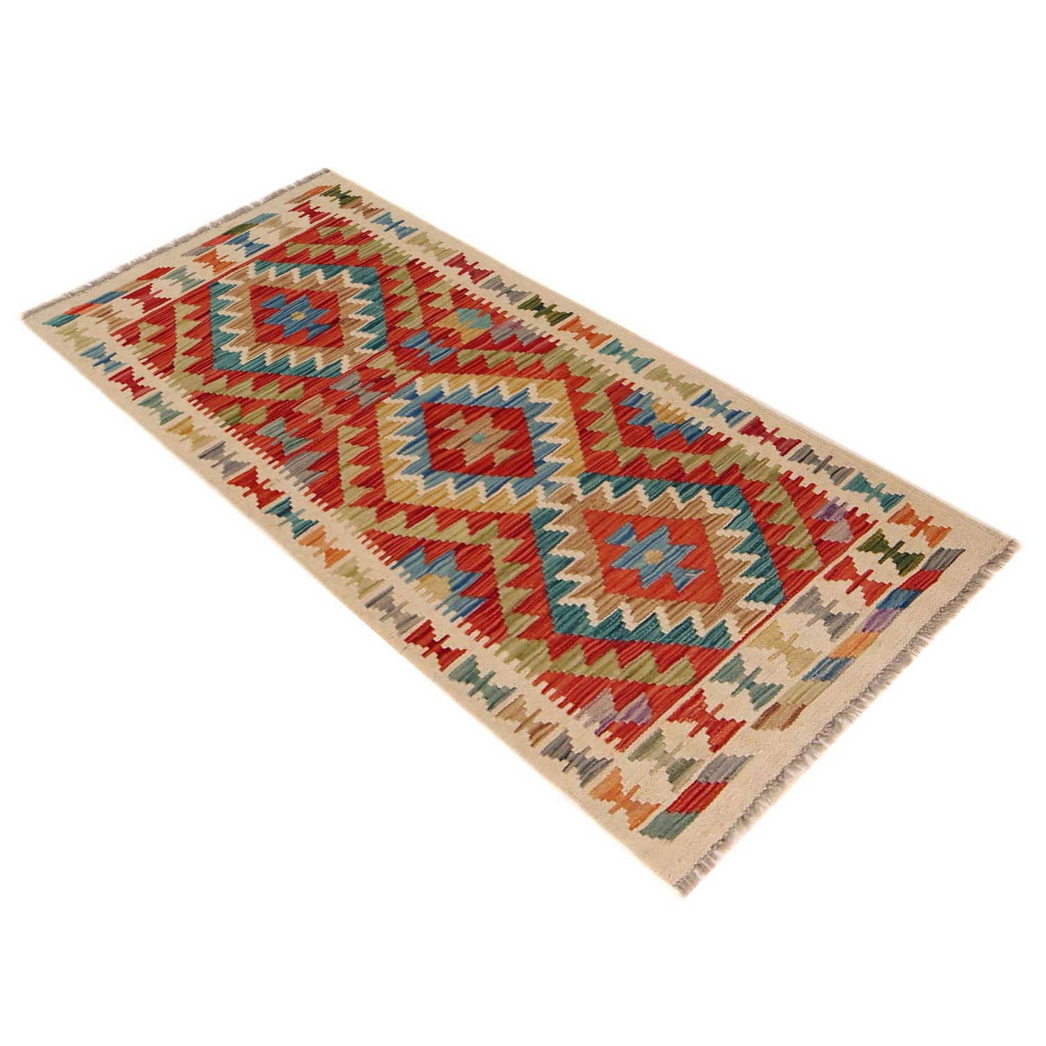 Hand Woven Wool Kelim Runner 1' 10" x 4' 7" ft / 57 x 140 cm - No. B35880