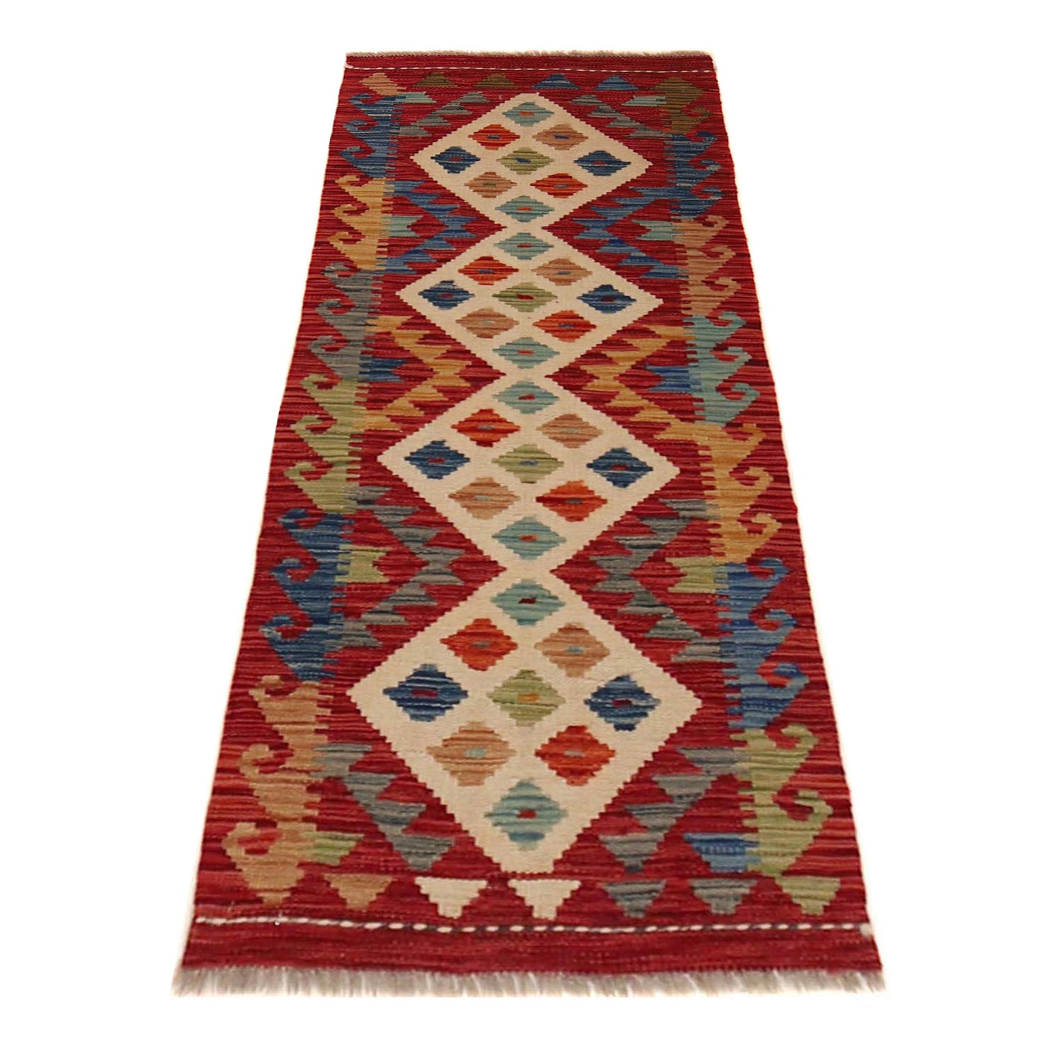 Handmade Turkish Design Wool Kilim Runner 1' 8" x 4' 9" ft / 51 x 146 cm - No. B35881