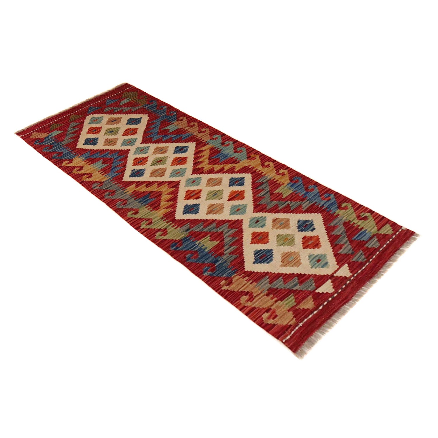 Handmade Turkish Design Wool Kilim Runner 1' 8" x 4' 9" ft / 51 x 146 cm - No. B35881