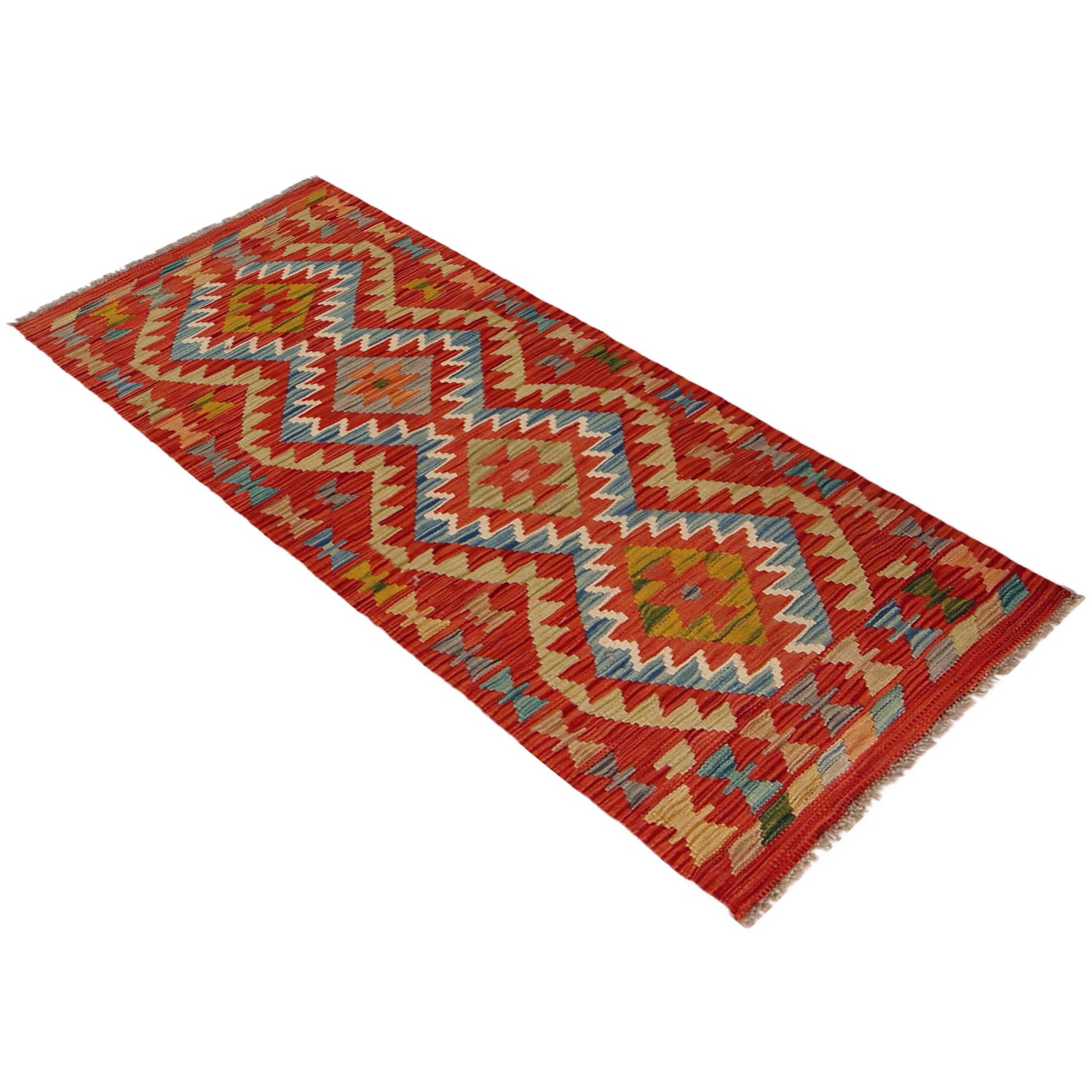 Hand Knotted Flatweave Kilim Runner 1' 10" x 5' 2" ft / 57 x 158 cm - No. B35883