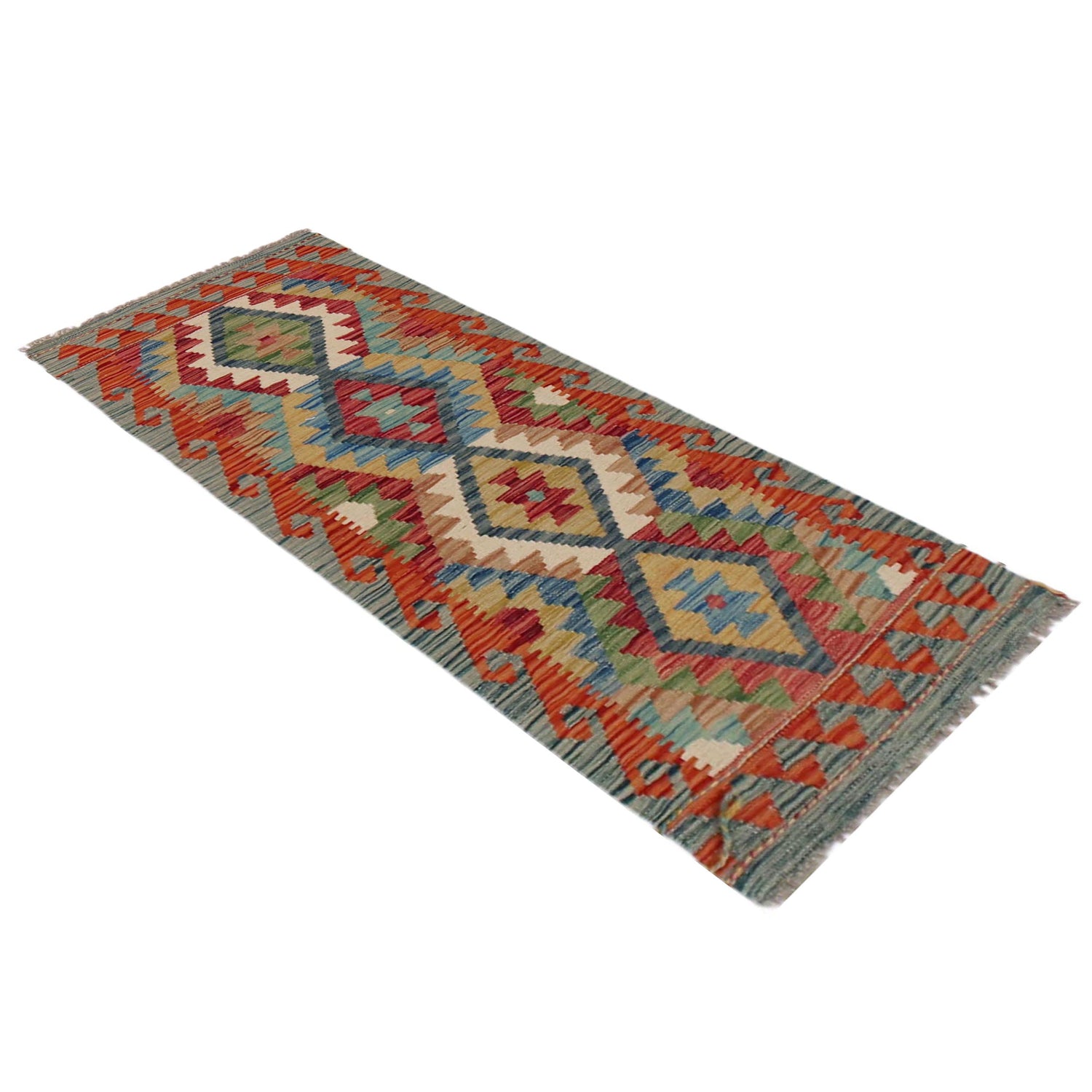 Handmade Afghan Vegetable Kilim Runner 1' 8" x 4' 9" ft / 52 x 146 cm - No. B35884