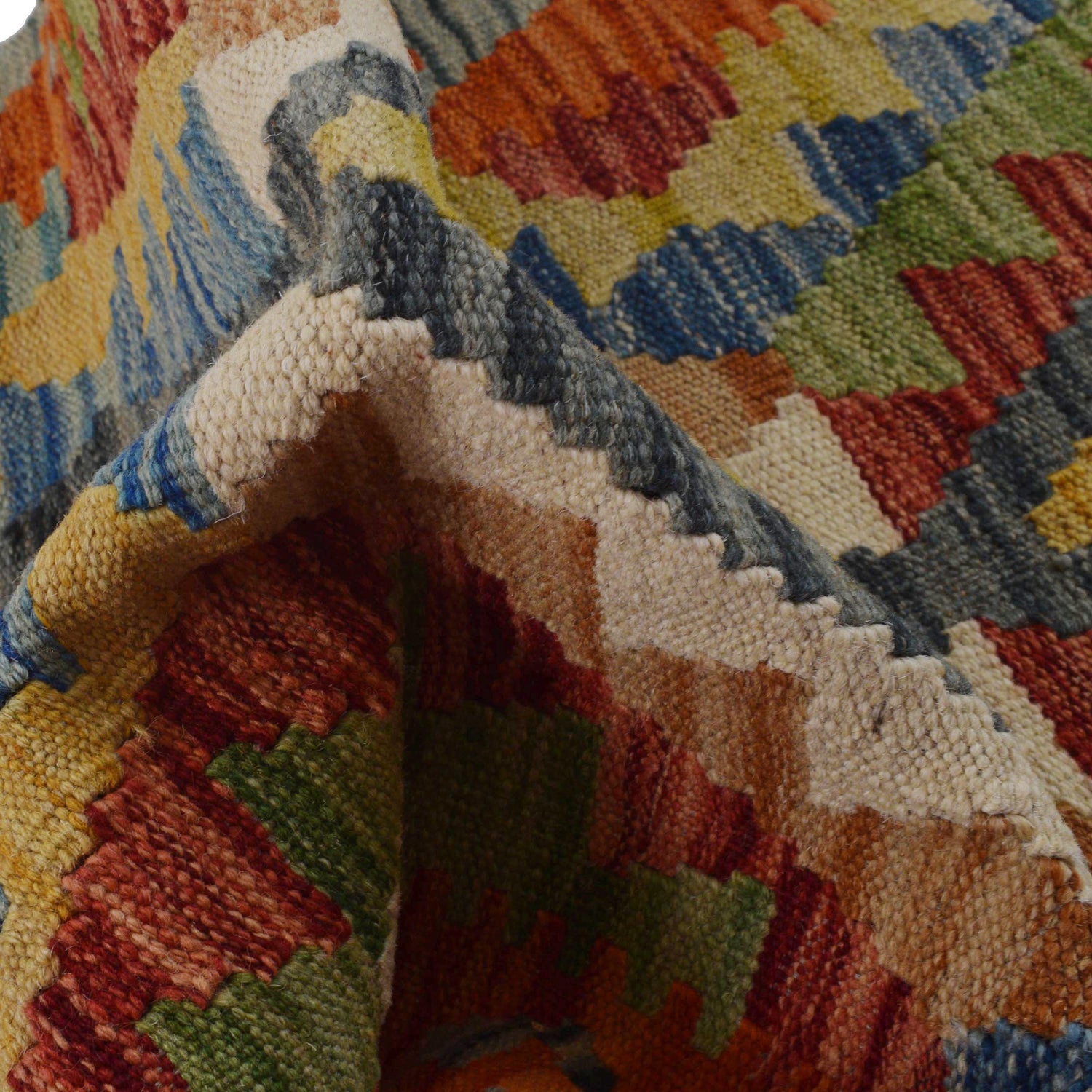 Handmade Afghan Vegetable Kilim Runner 1' 8" x 4' 9" ft / 52 x 146 cm - No. B35884