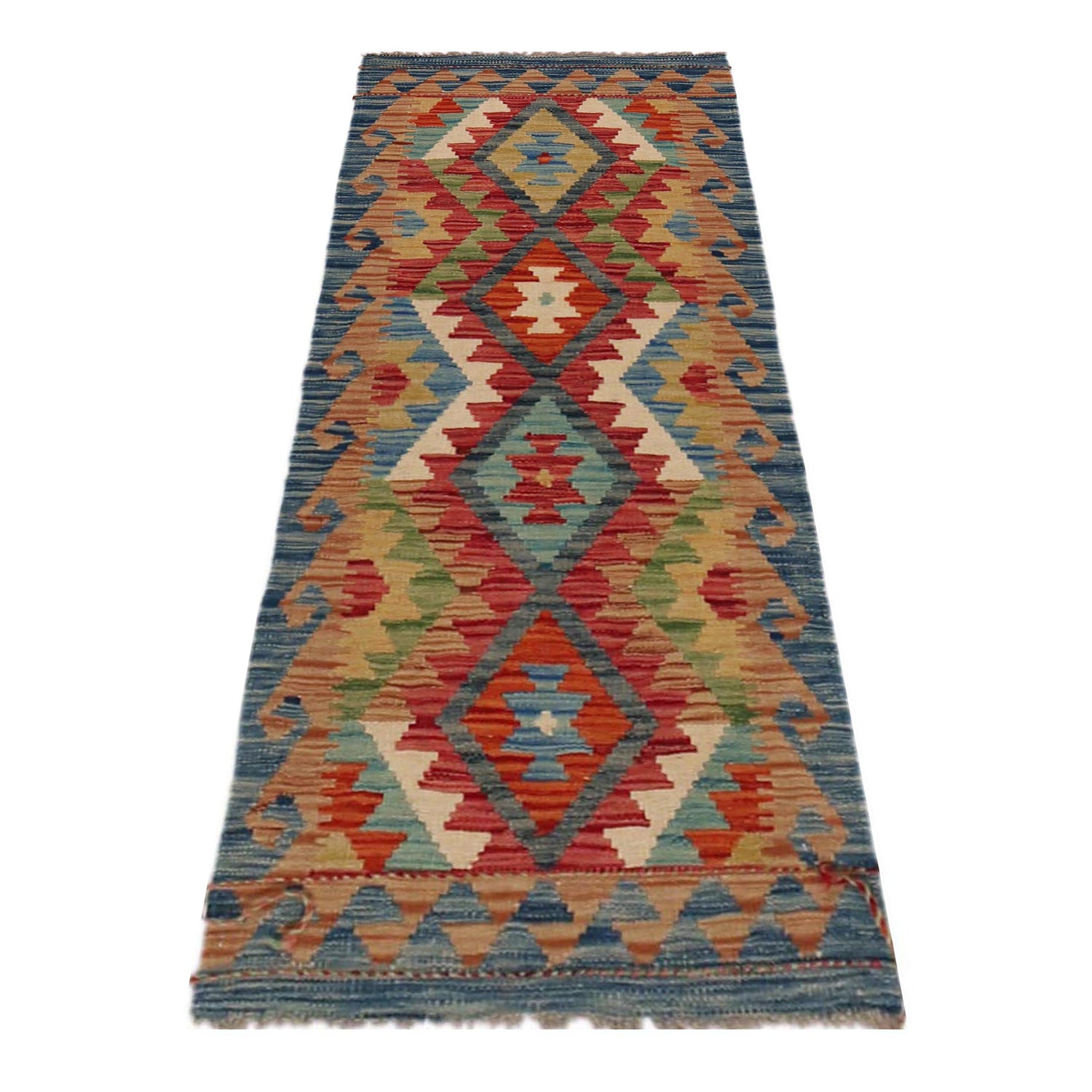 Hand Knotted Afghan Style Kilim Runner 1' 8" x 4' 10" ft / 52 x 148 cm - No. B35890