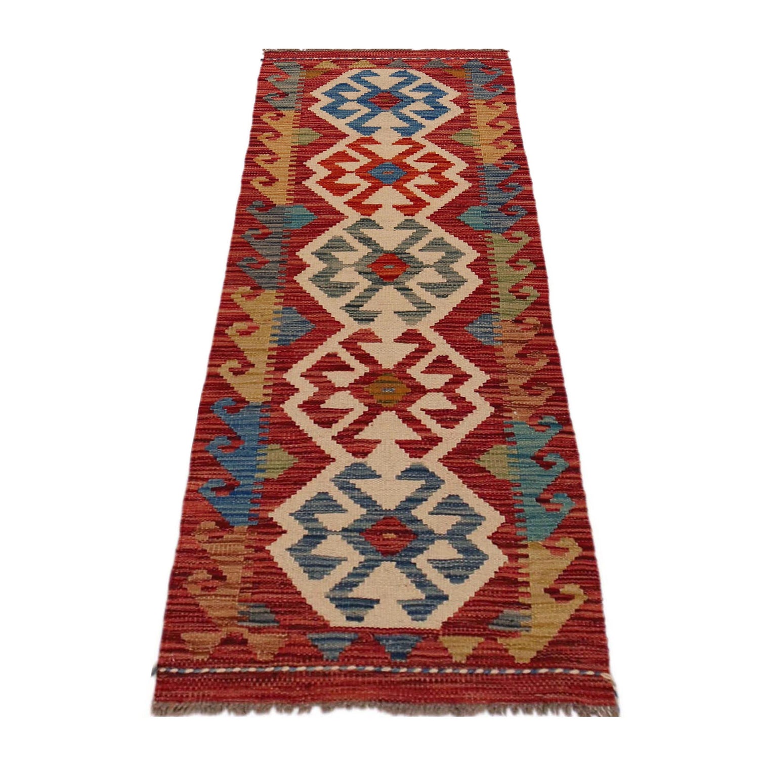 Hand Woven Wool Kelim Runner 1' 9" x 5' 0" ft / 53 x 152 cm - No. B35916