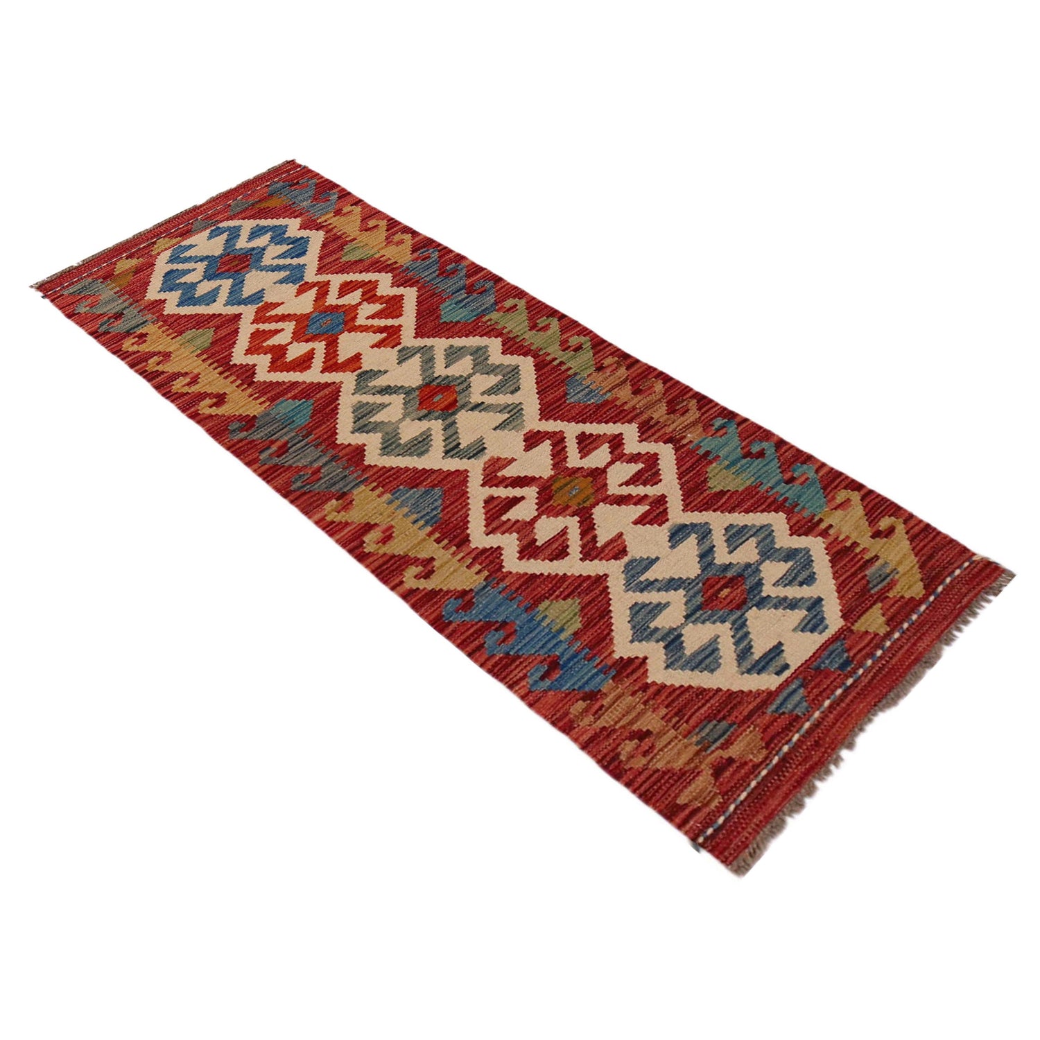 Hand Woven Wool Kelim Runner 1' 9" x 5' 0" ft / 53 x 152 cm - No. B35916