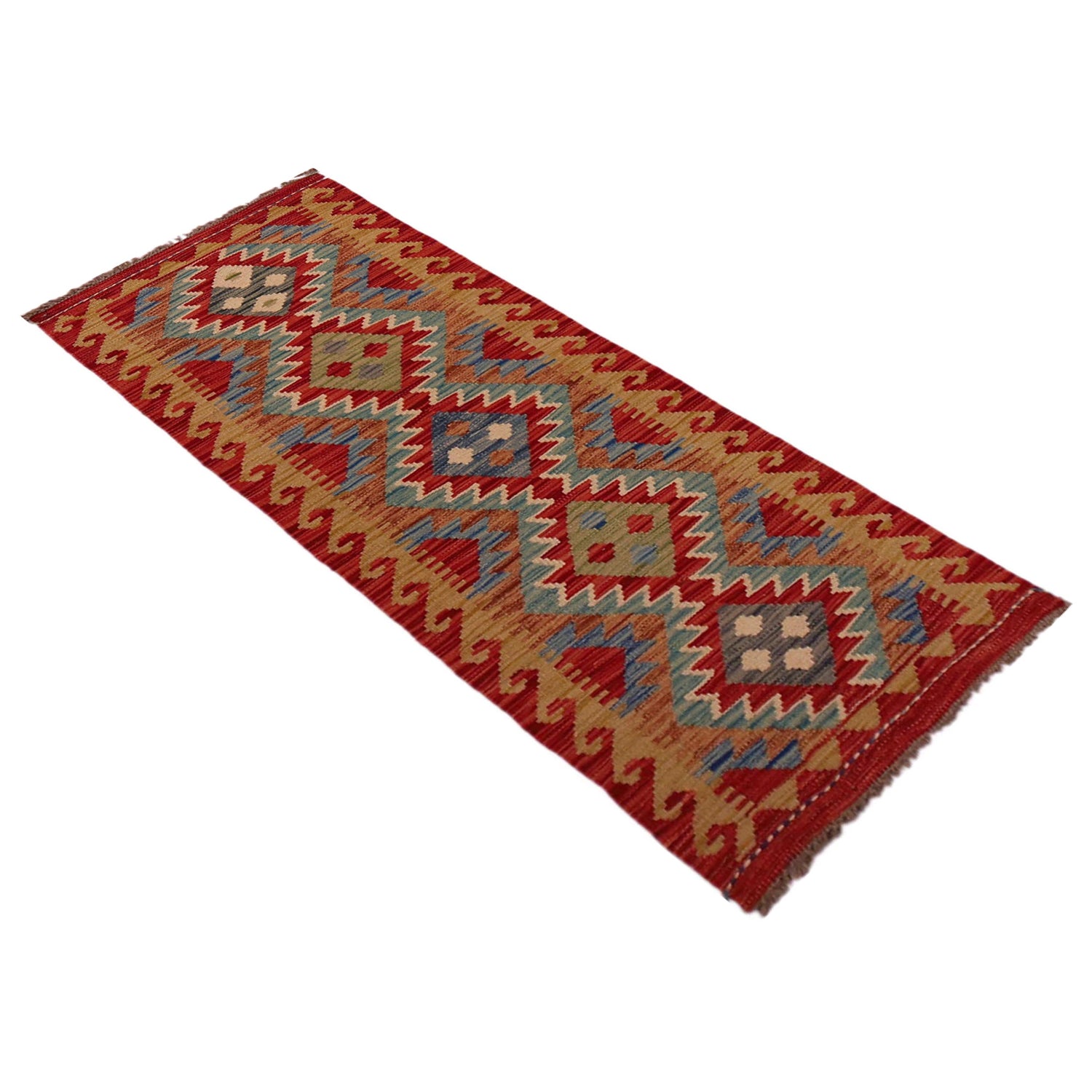 Hand Knotted Flatweave Kilim Runner 1' 10" x 4' 11" ft / 55 x 150 cm - No. B35919