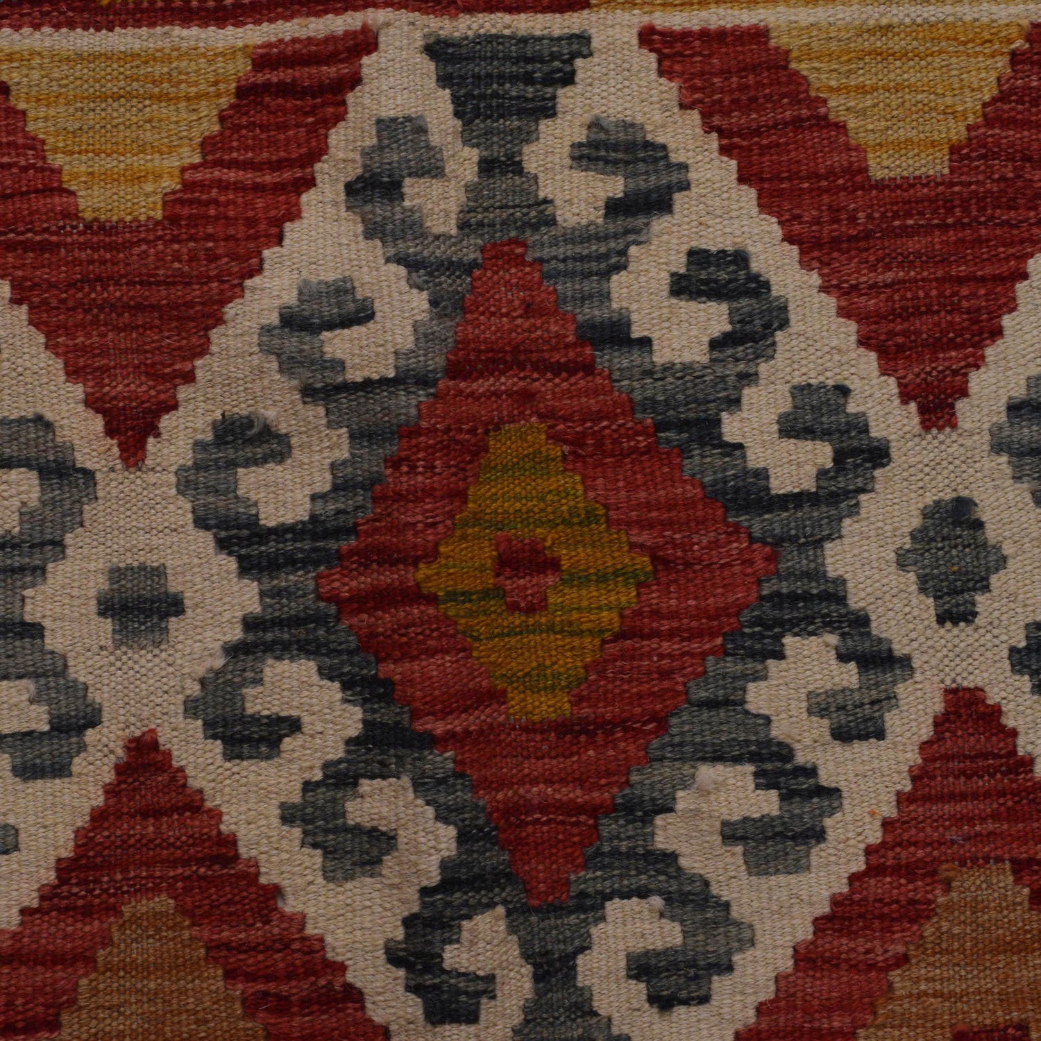 Handmade Turkish Design Wool Kilim 6' 0" x 7' 10" ft / 184 x 240 cm - No. B35923