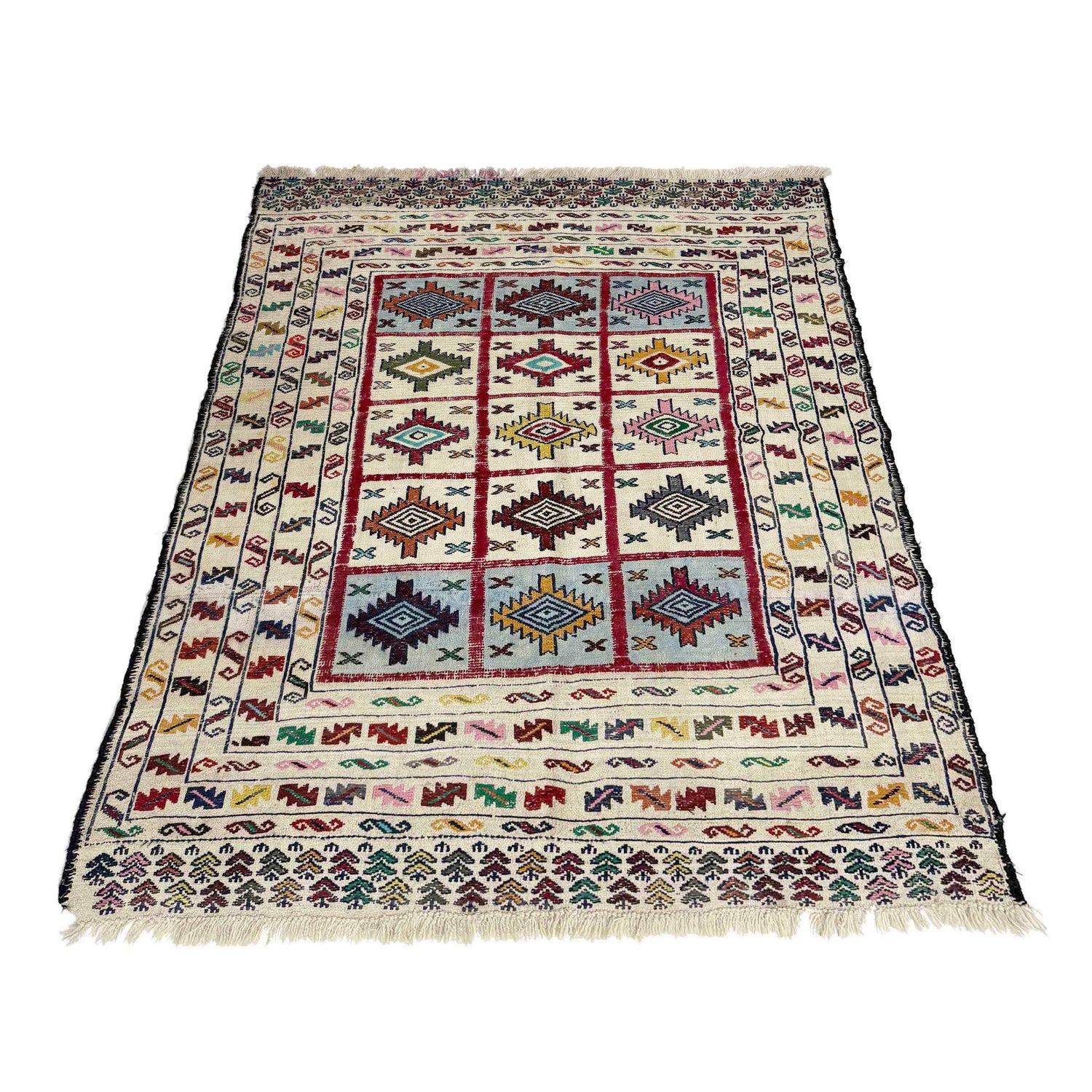 Handmade Soumak Kelim 4' 5" x 6' 1" ft / 135 x 185 cm - No. B36527