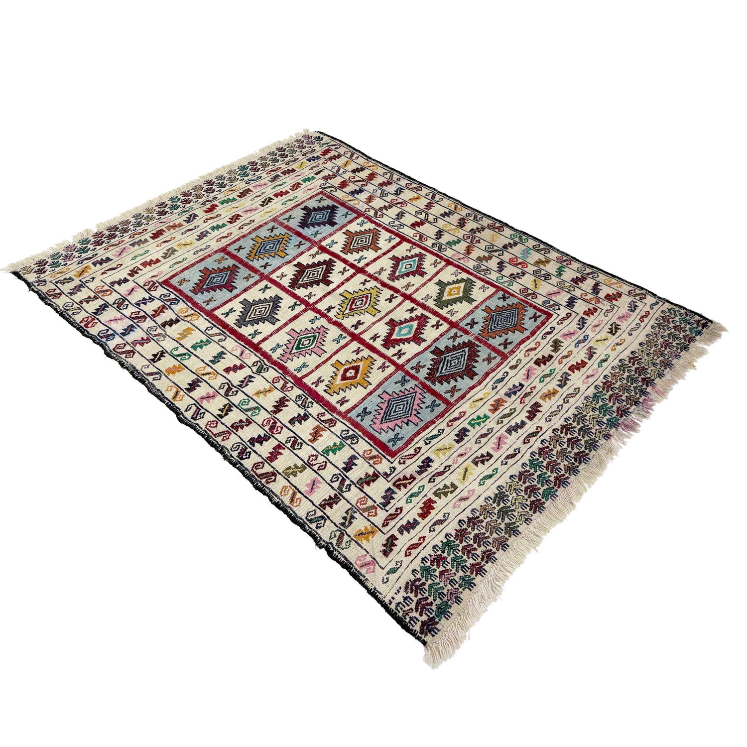 Handmade Soumak Kelim 4' 5" x 6' 1" ft / 135 x 185 cm - No. B36527