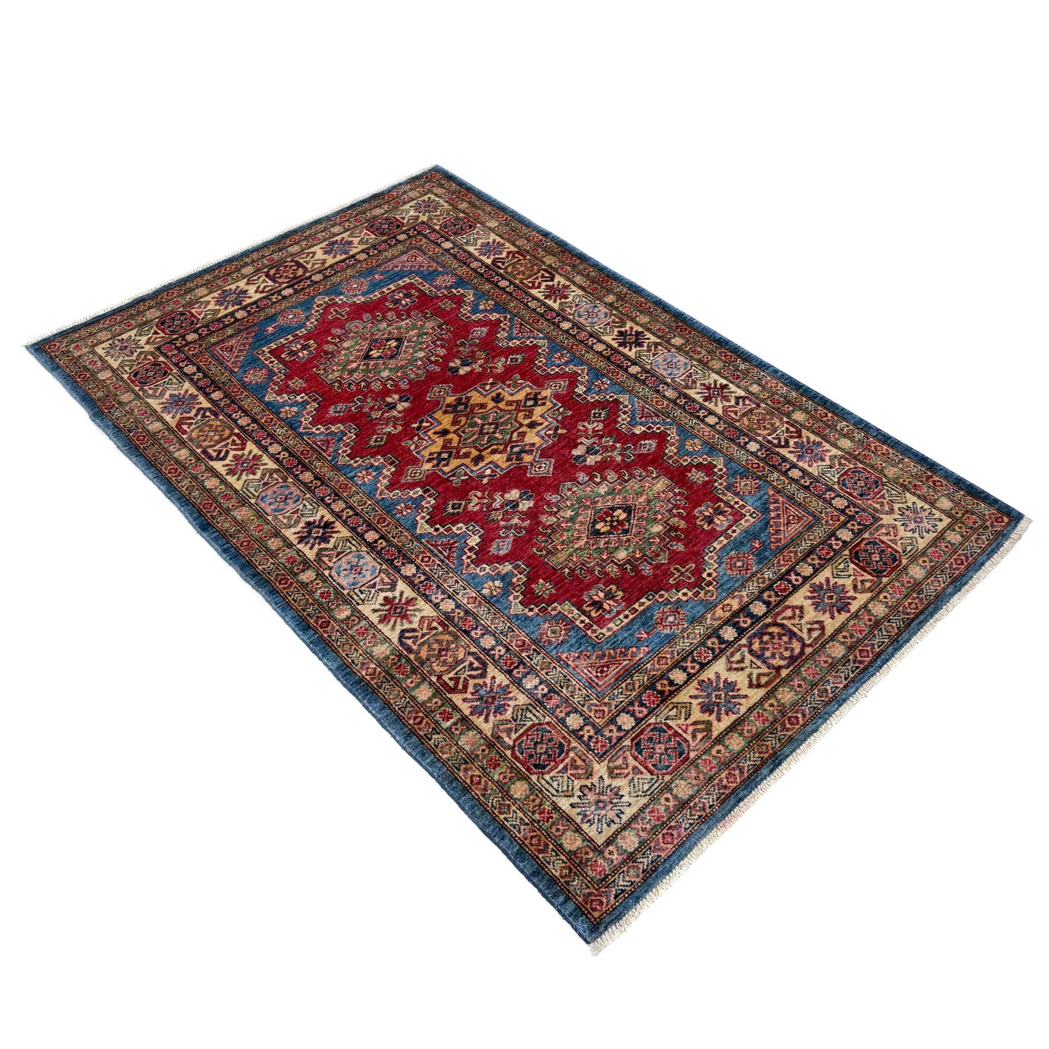 High-Quality Kazak Area Rug 4' 0" x 5' 11" ft / 123 x 181 cm - No. B39604