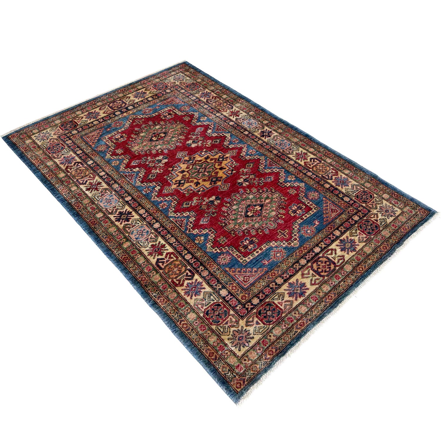 High-Quality Kazak Area Rug 4' 0" x 5' 11" ft / 123 x 181 cm - No. B39604