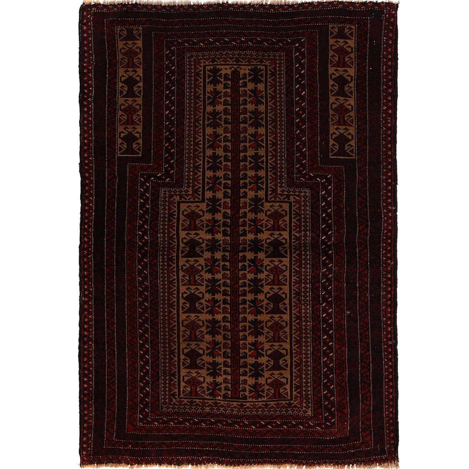 Hand Knotted Prayer Rug 2' 11" x 4' 6" ft / 90 x 138 cm - G16610