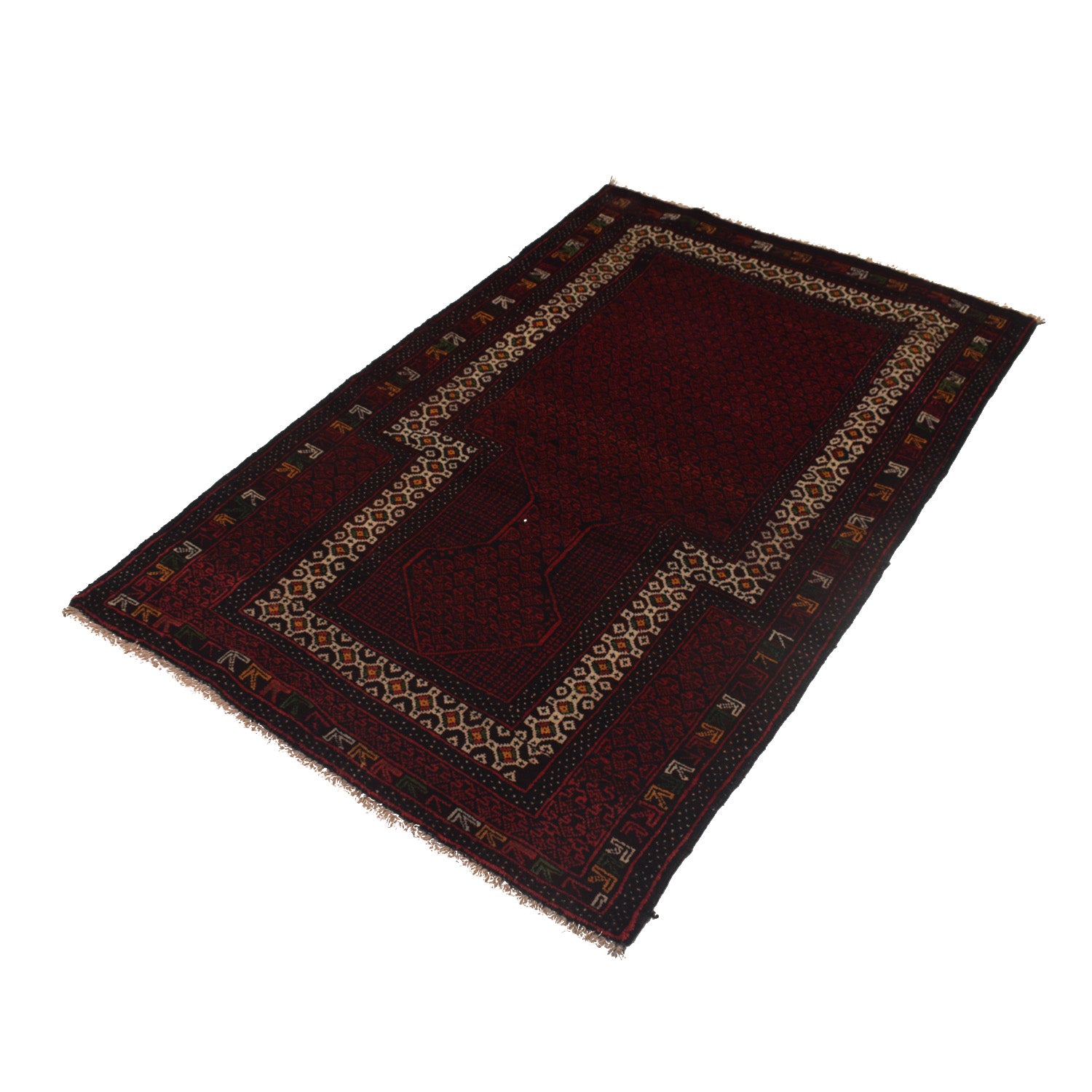 Hand Knotted Prayer Rug 2' 10" x 4' 6" ft / 86 x 137 cm - G16613