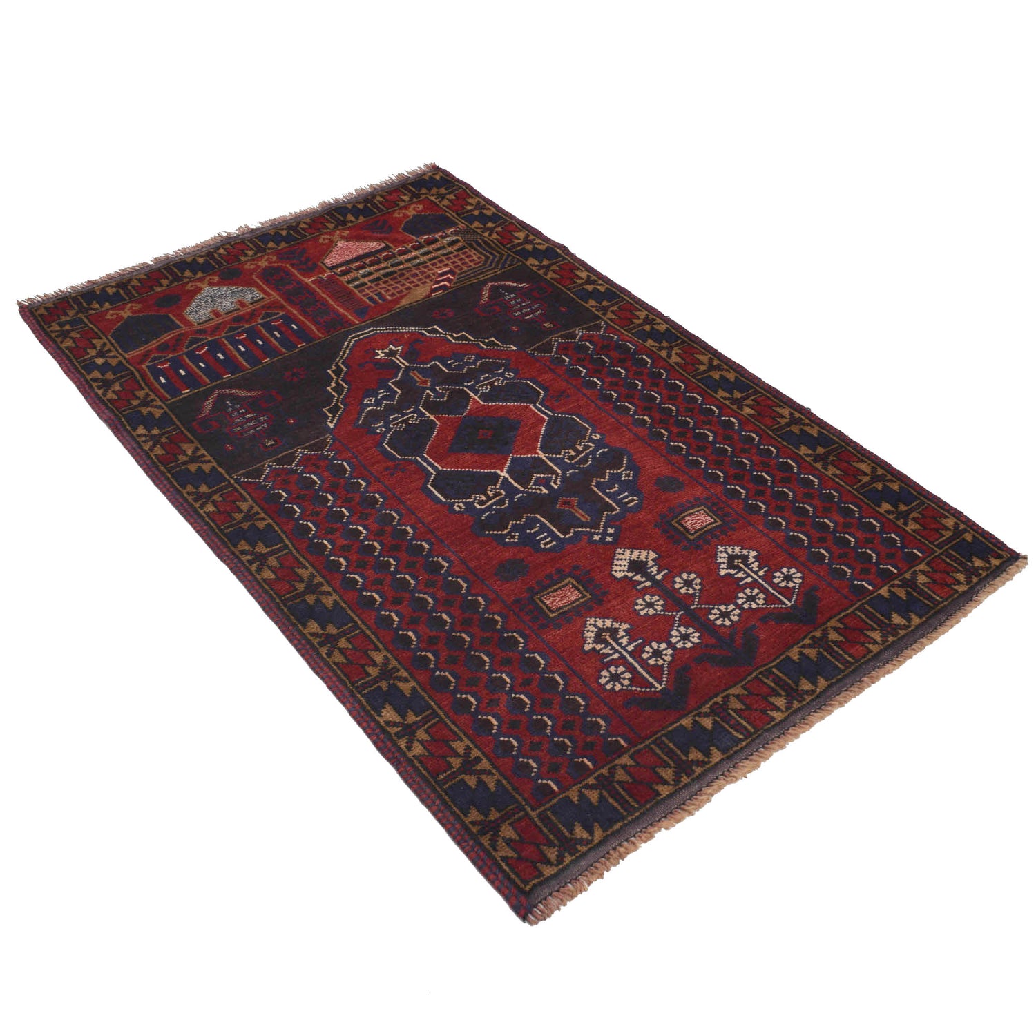 Hand Knotted Prayer Rug 3' 1" x 4' 10" ft / 93 x 147 cm - G18459