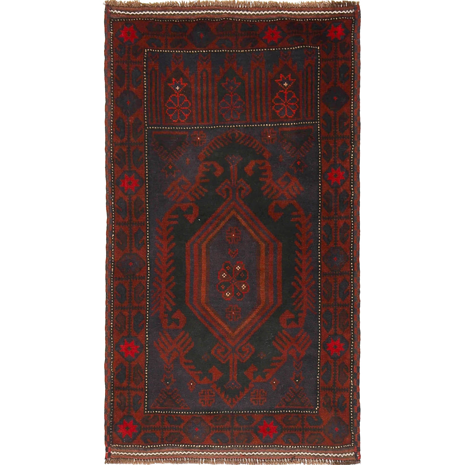 Hand Knotted Prayer Rug 2' 11" x 5' 1" ft / 88 x 155 cm - G18467