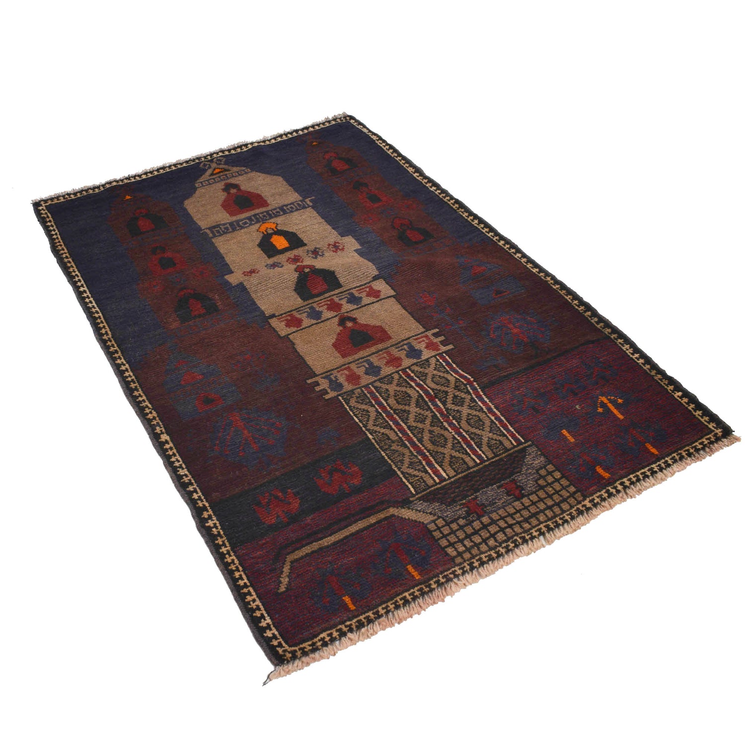 Hand Knotted Prayer Rug 2' 11" x 4' 6" ft / 89 x 138 cm - G18475