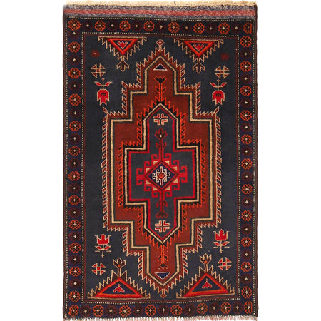 Handmade Balochi Carpet 2' 7" x 4' 0" ft / 80 x 123 cm - No. G18476