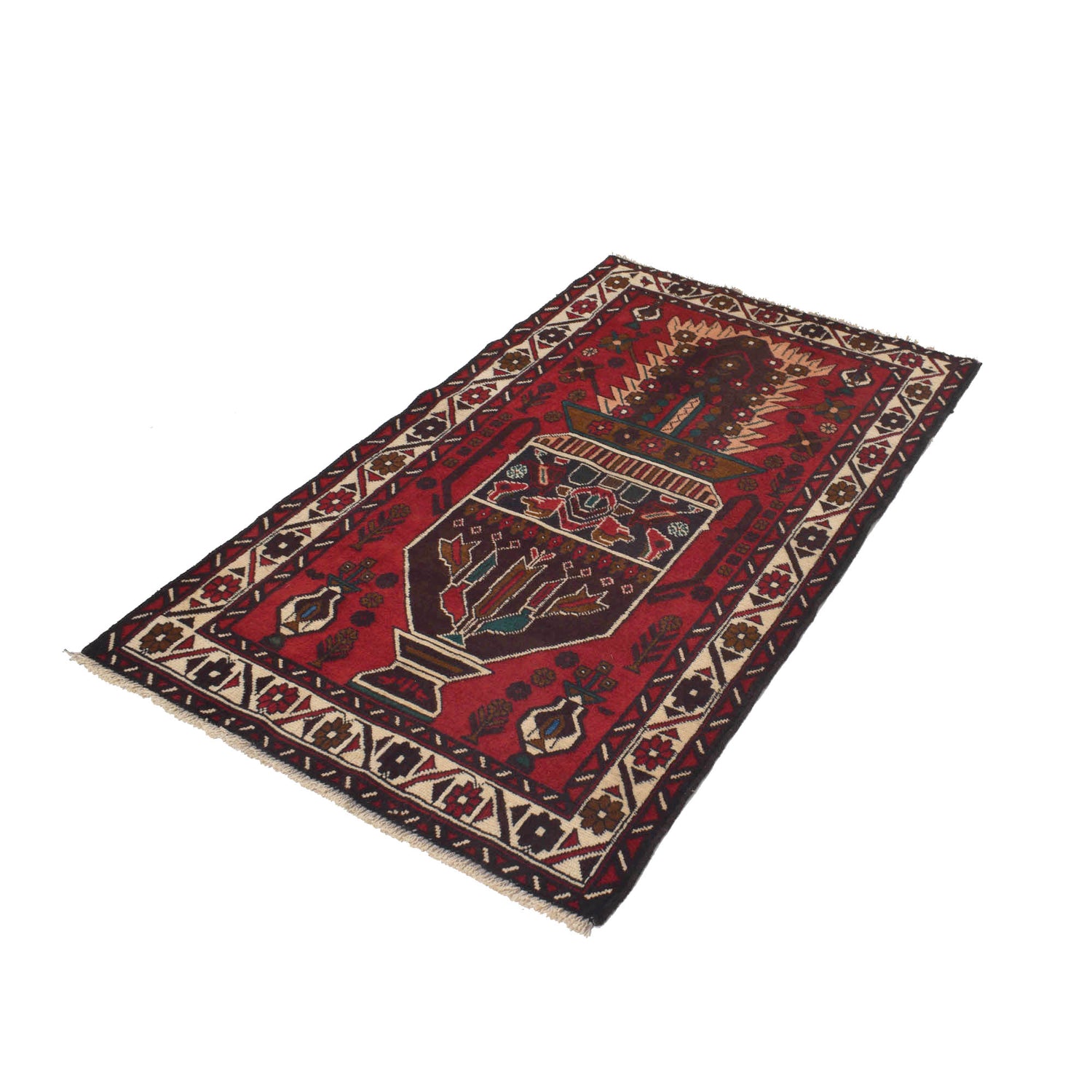 Tribal Baloch Rug 2' 11" x 5' 2" ft / 90 x 157 cm - No. G18767