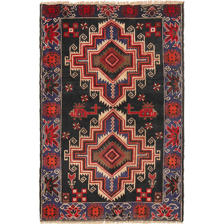 Tribal Baloch Rug 3' 0" x 4' 8" ft / 92 x 143 cm - No. G18800