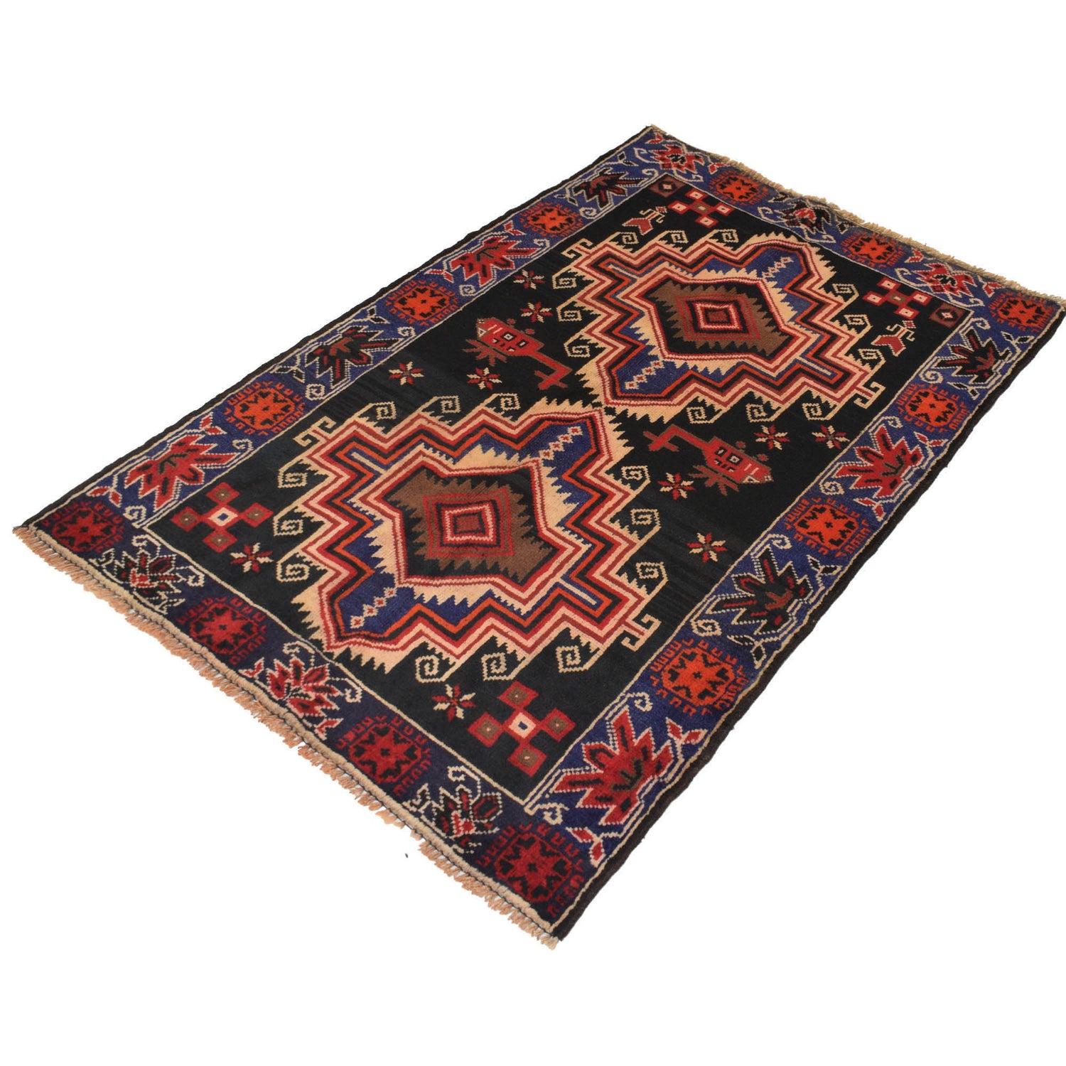 Tribal Baloch Rug 3' 0" x 4' 8" ft / 92 x 143 cm - No. G18800