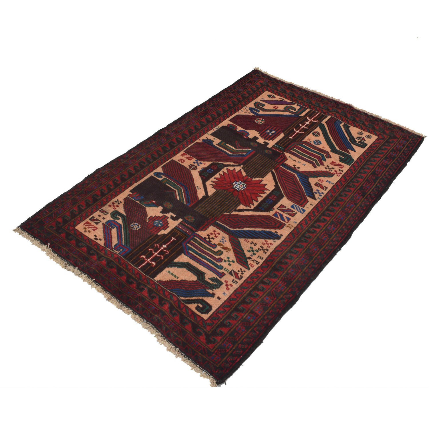 Multi Color Baluchi Rug 2' 11" x 4' 6" ft / 90 x 138 cm - No. G18812