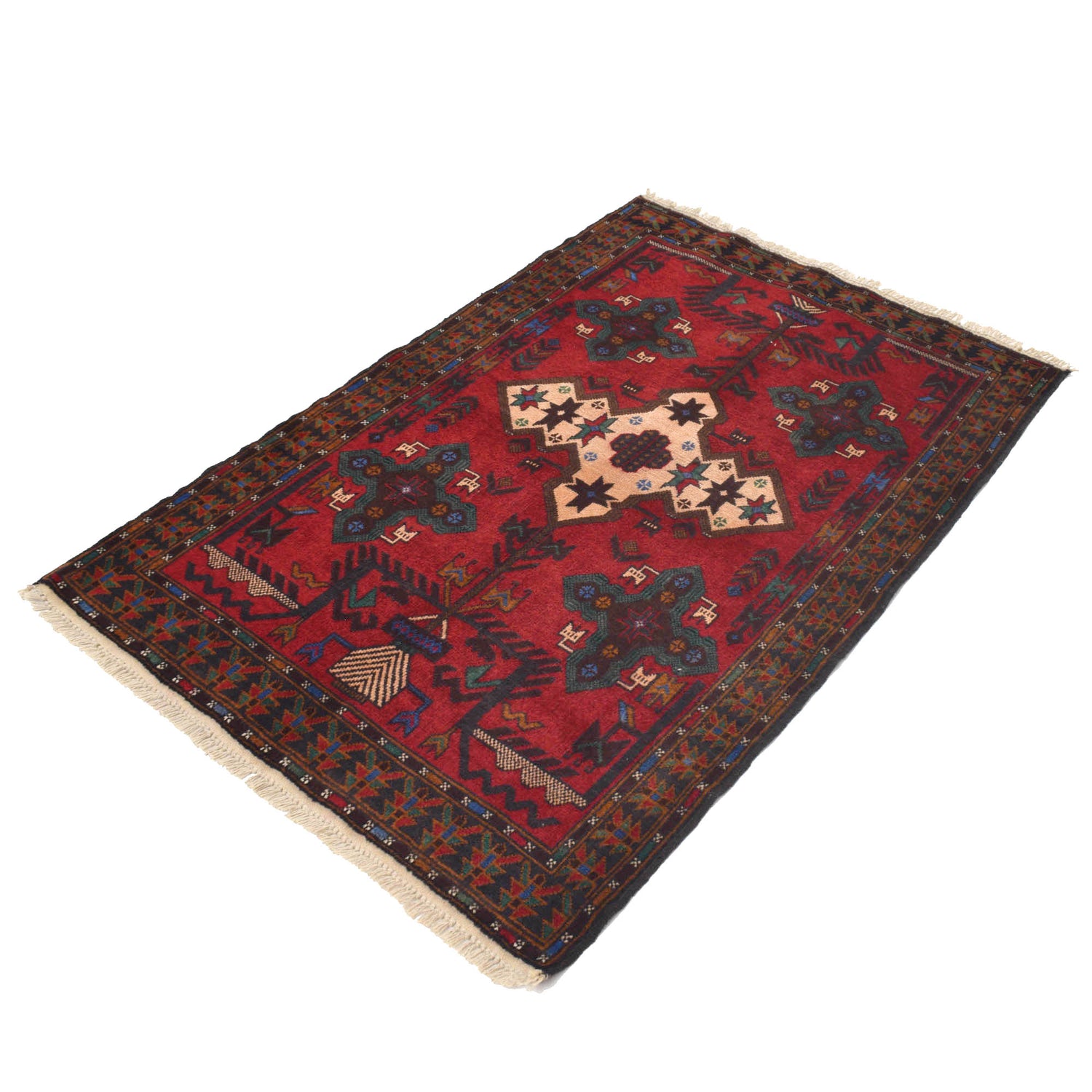 Red Color Baluchi Rug 2' 11" x 4' 7" ft / 90 x 139 cm - No. G18823