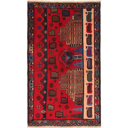 Handmade Picture Area Rug 3' 0" x 5' 0" ft / 91 x 152 cm - No. G18874