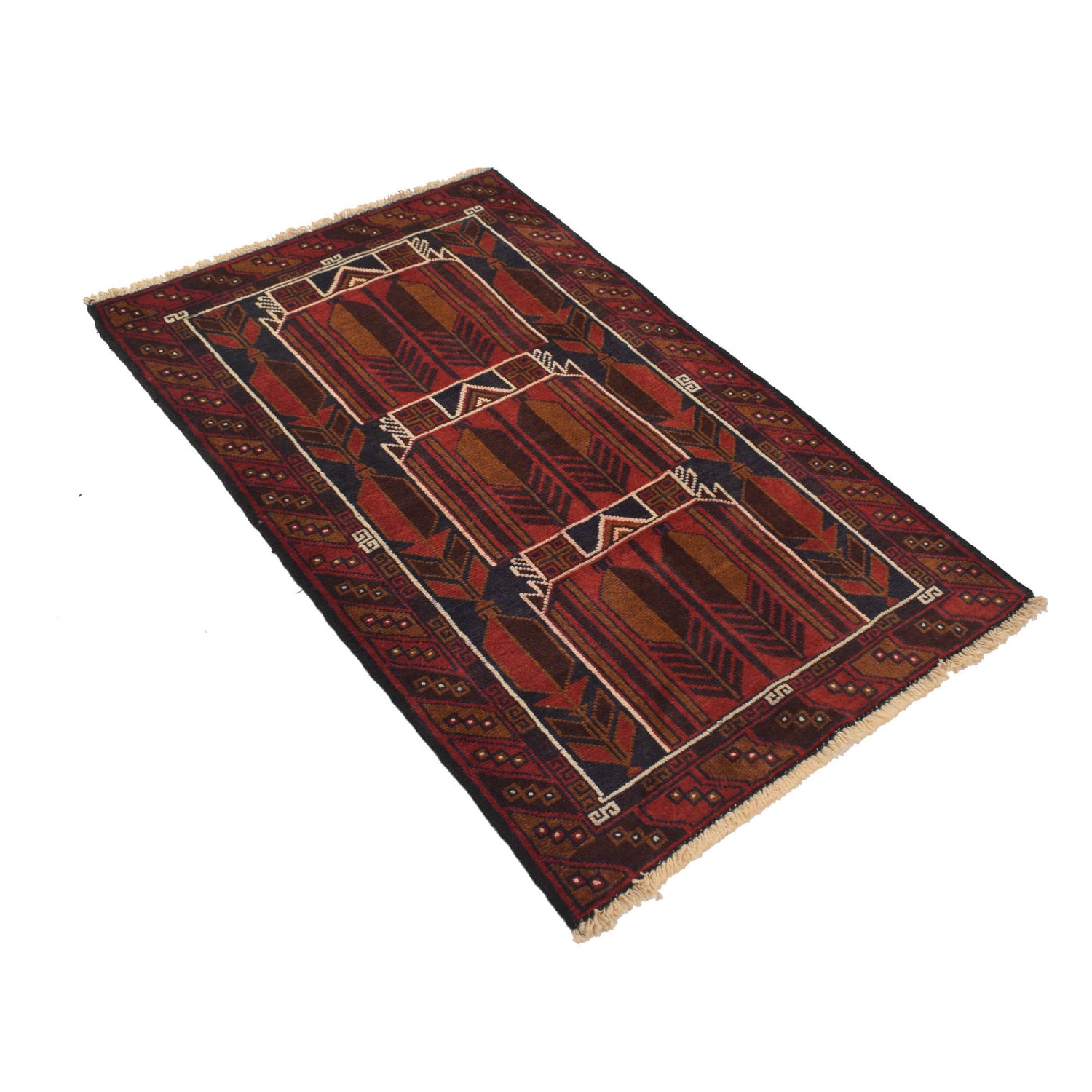 Handmade Prayer Rug 2' 9" x 3' 11" ft / 84 x 120 cm - No. G18880