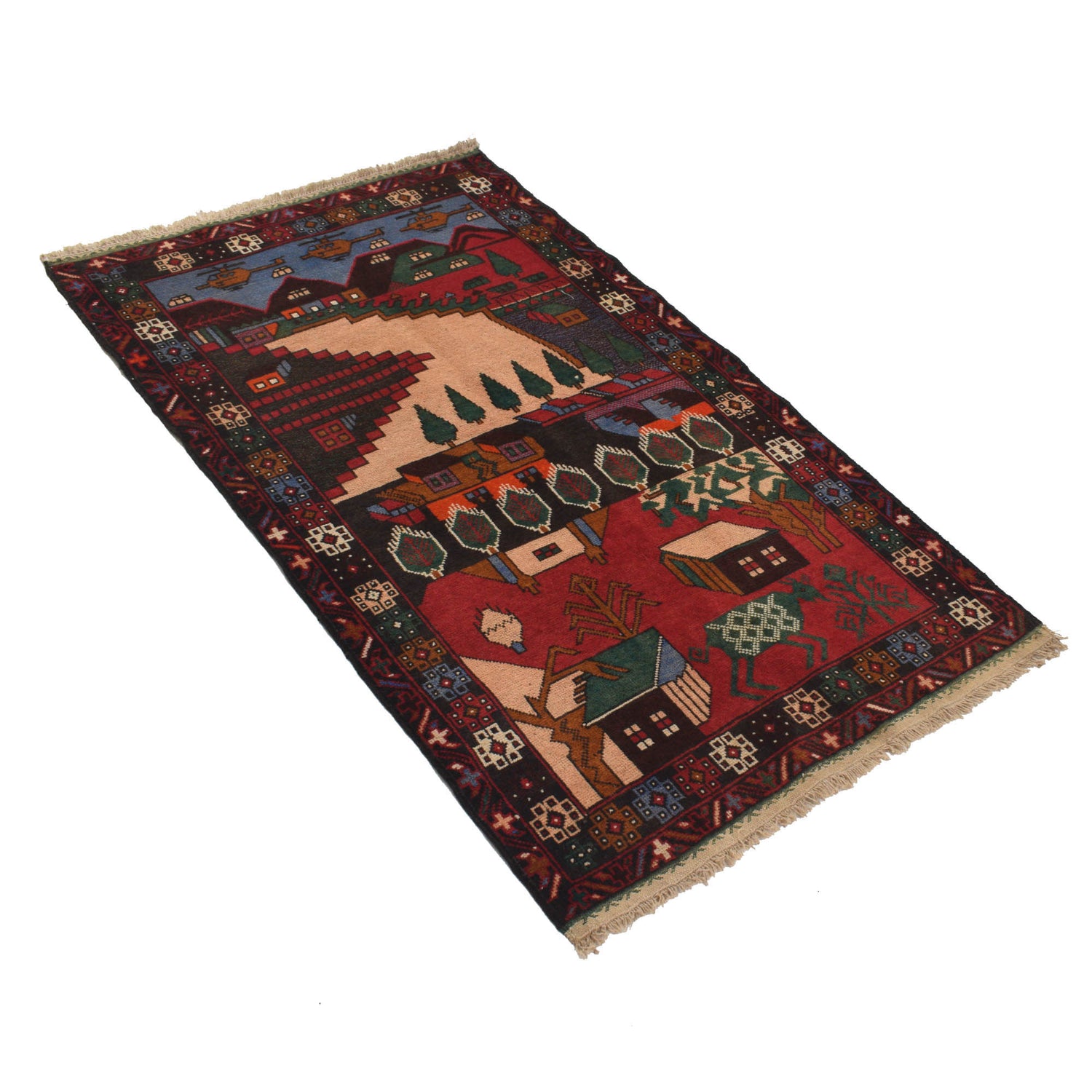 Handmade Picture Area Rug 3' 1" x 4' 11" ft / 93 x 151 cm - No. G18890