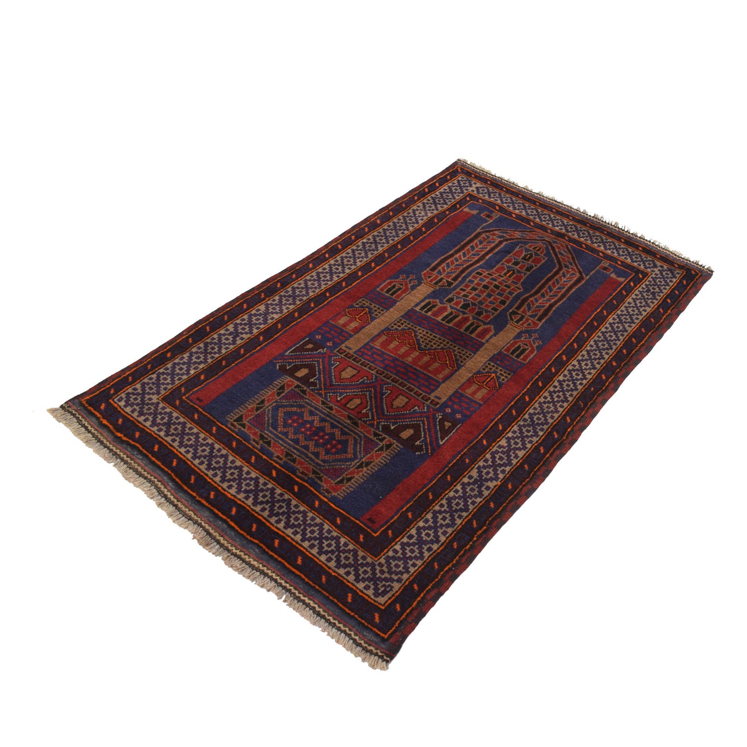 Hand Knotted Prayer Rug 2' 9" x 4' 9" ft / 85 x 144 cm - G18920
