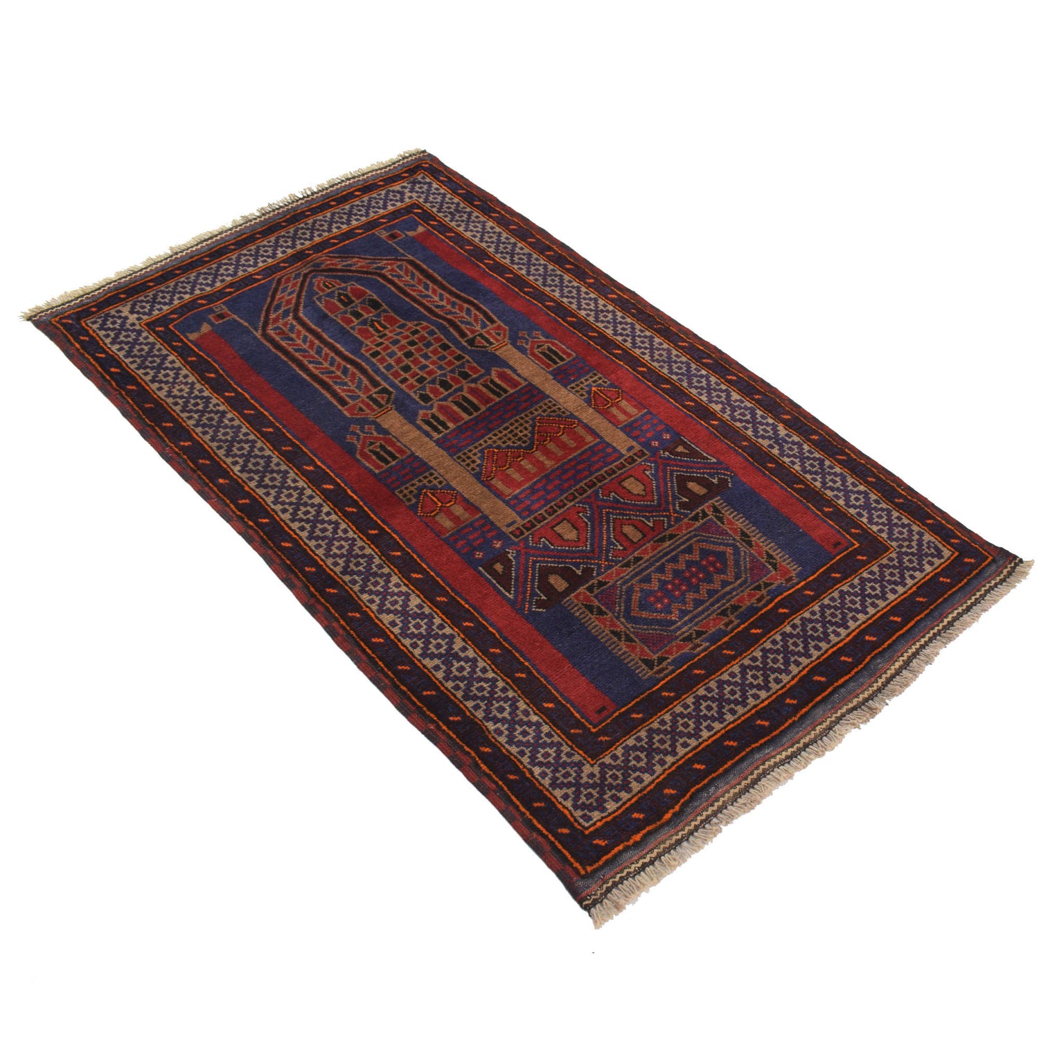Hand Knotted Prayer Rug 2' 9" x 4' 9" ft / 85 x 144 cm - G18920