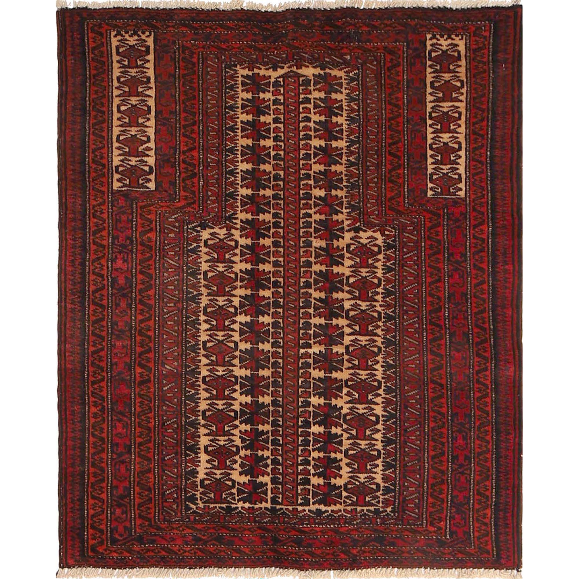 Small Prayer Carpet 2' 8" x 3' 8" ft / 82 x 111 cm - No. G18975