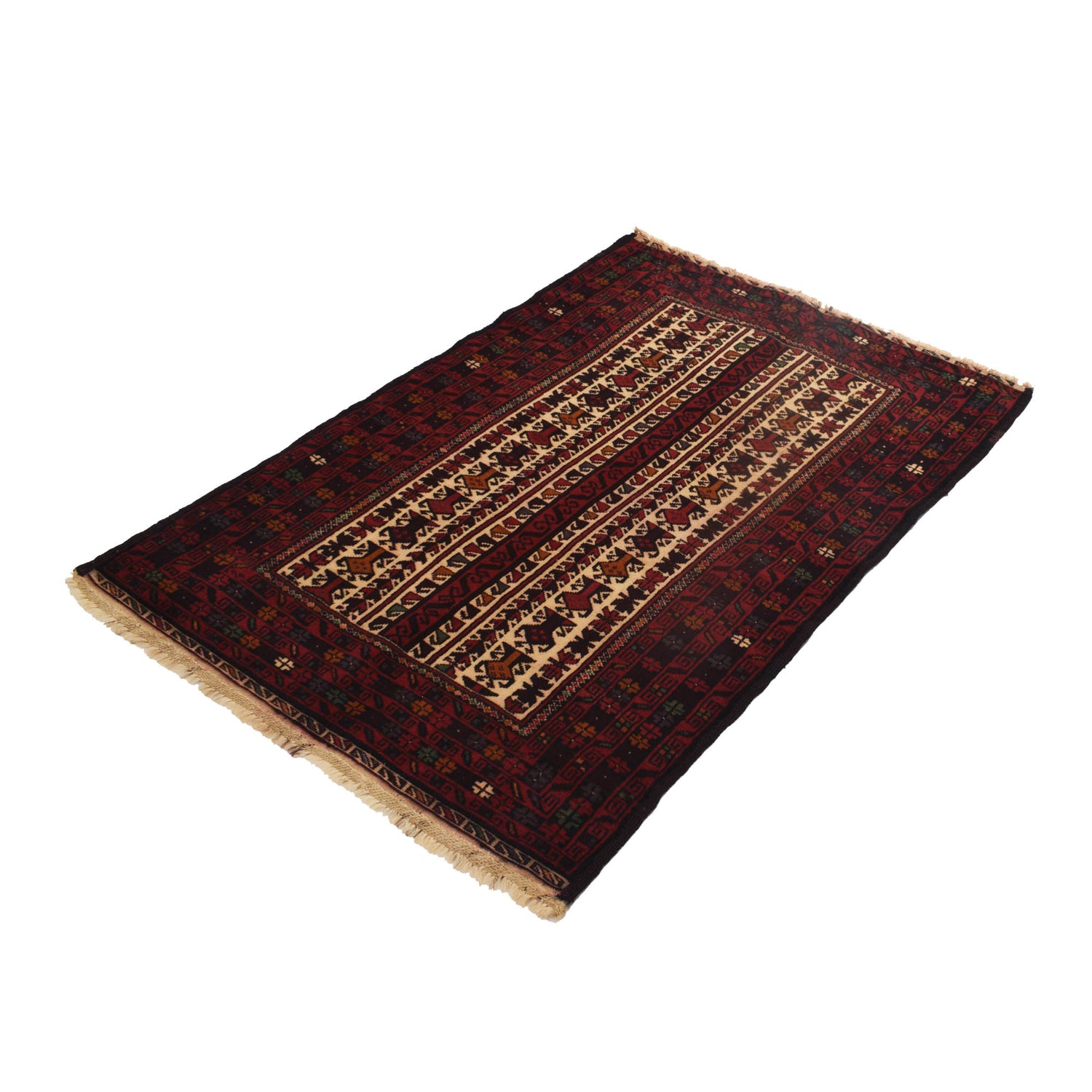Hand Knotted Baluchi Rug 3' 2" x 4' 8" ft / 96 x 142 cm - No. G19029